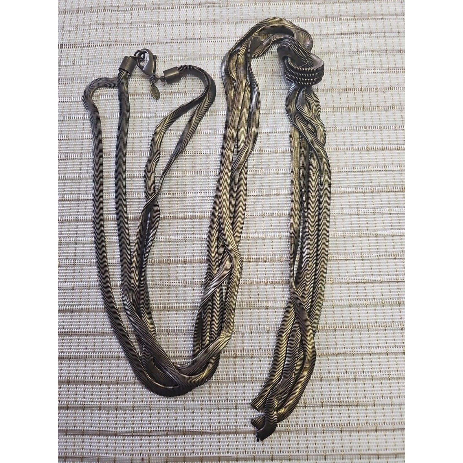 The Unbranded Brand Gunmetal Wide Thick Double Strand Knotted Long Necklace 42” Size ONE SIZE - 4 Thumbnail