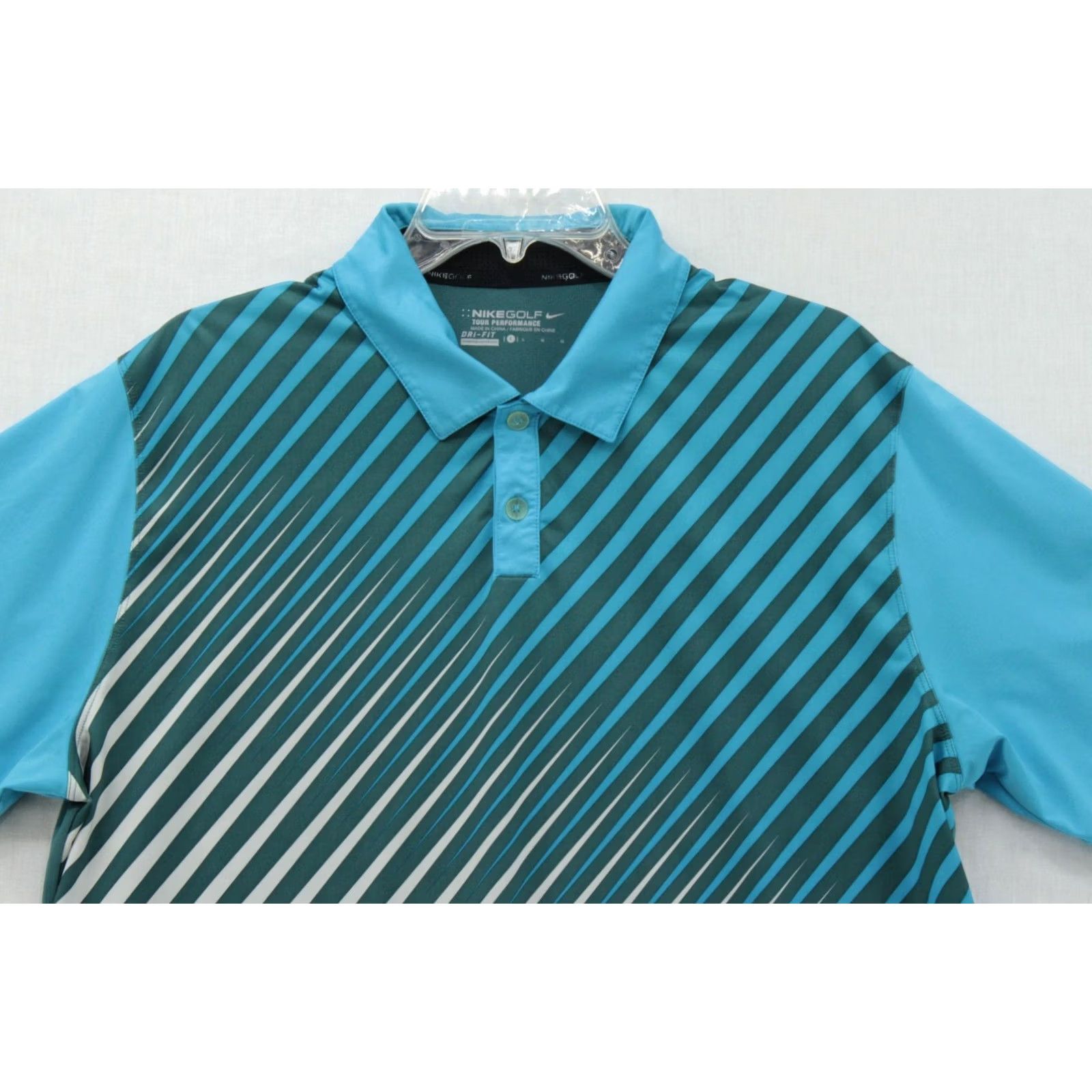 Nike Nike Golf Polo Shirt Mens Large Blue Striped Tour Performance Vibrant Athletic Size US L / EU 52-54 / 3 - 2 Thumbnail