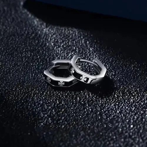Sterling Silver 925 Silver Plated Cross Hoop Earrings for Men Women Size ONE SIZE - 3 Thumbnail