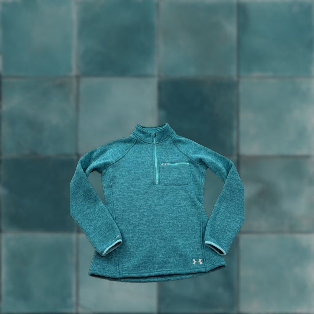 Under Armour Under Armour Pullover Womens M Blue 1/4 Zip Mock Neck Long Sleeve Fleece ColdGear Storm1 Sweatshirt Top Size M / US 6-8 / IT 42-44 - 1 Thumbnail
