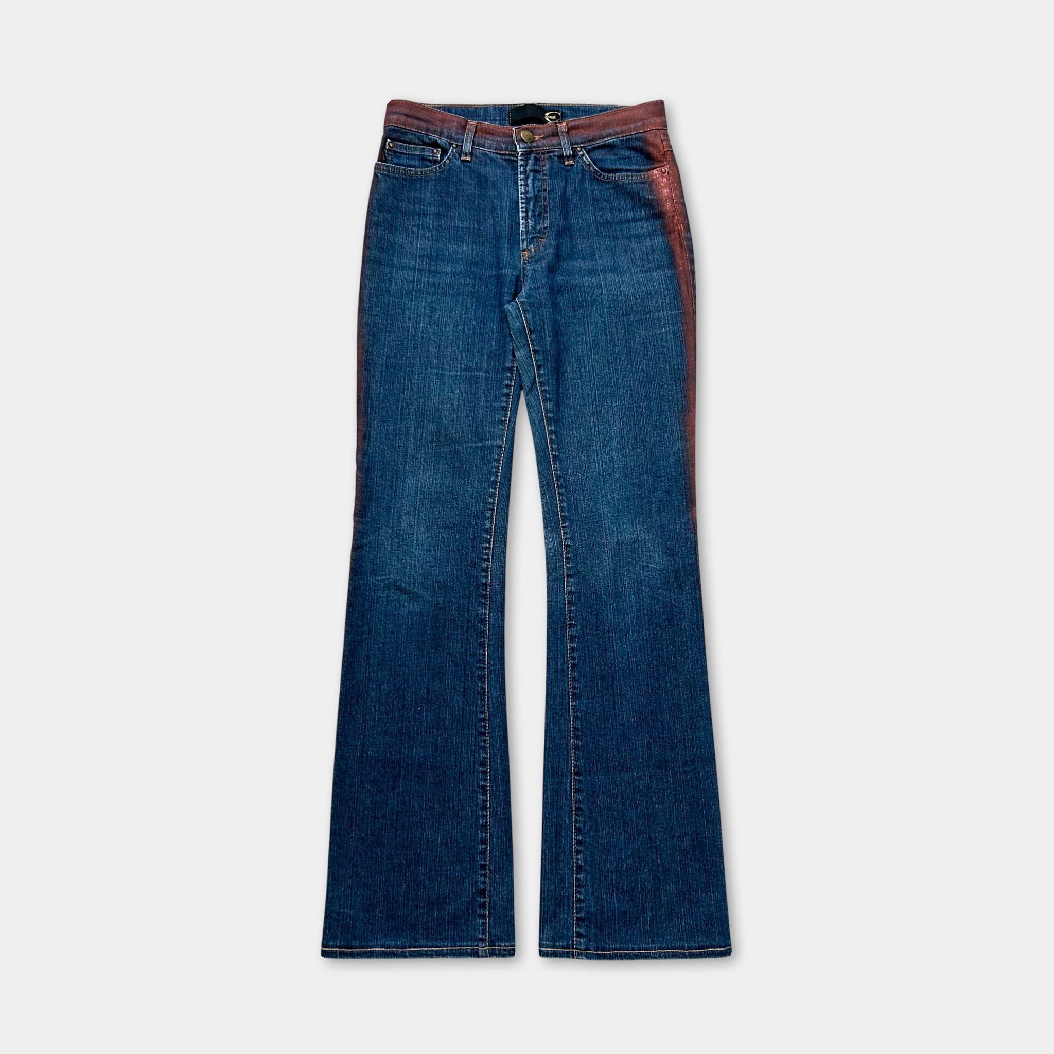 Roberto Cavalli Just Cavalli 2000s Denim Flared "Graffiti" Jeans Size 26" / US 2 / IT 38 - 1 Thumbnail