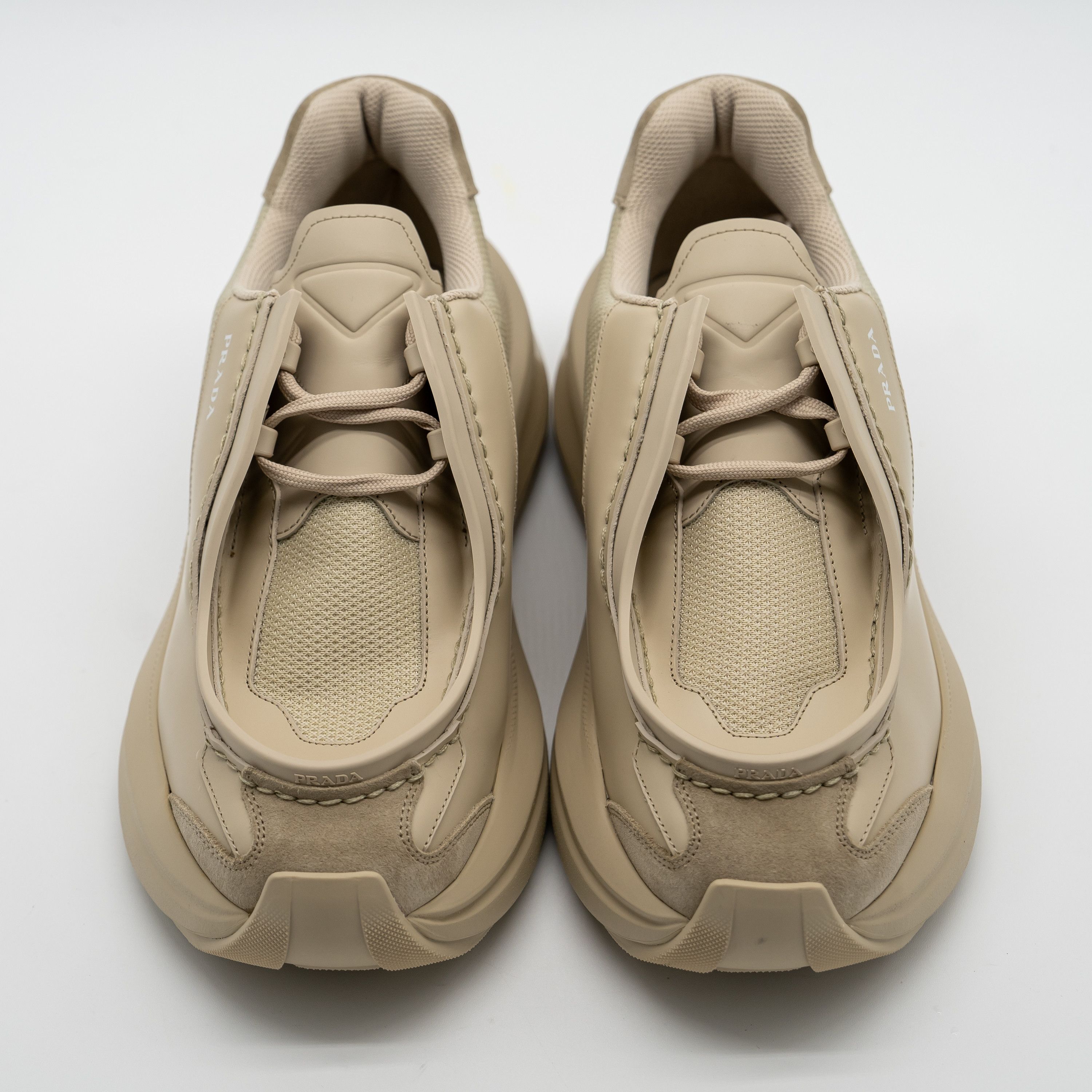 Prada 9uk 10 US Prada Systeme Leather Sneakers Beige Desert Tan Size US 10 / EU 43 - 3 Thumbnail
