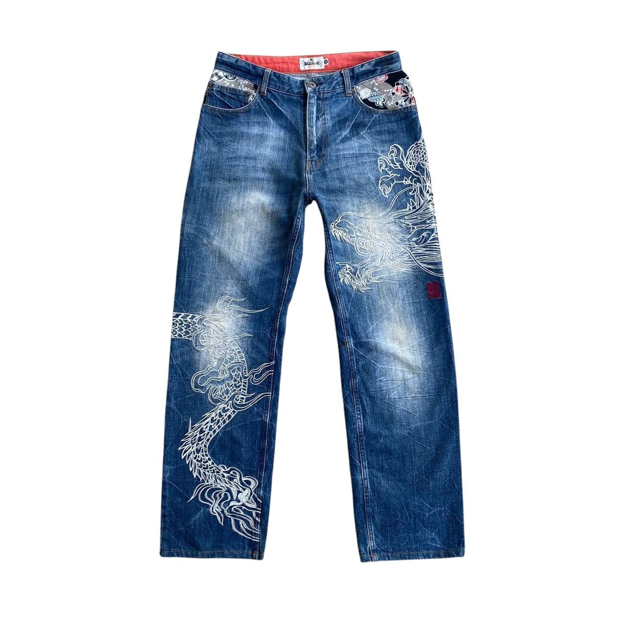 Japan Blue × KOJIMA GENES VINTAGE KARAKURI TAMASHI ECCENTRIC ICONIC DRAGON EMBROIDERED Size US 31 - 2 Thumbnail