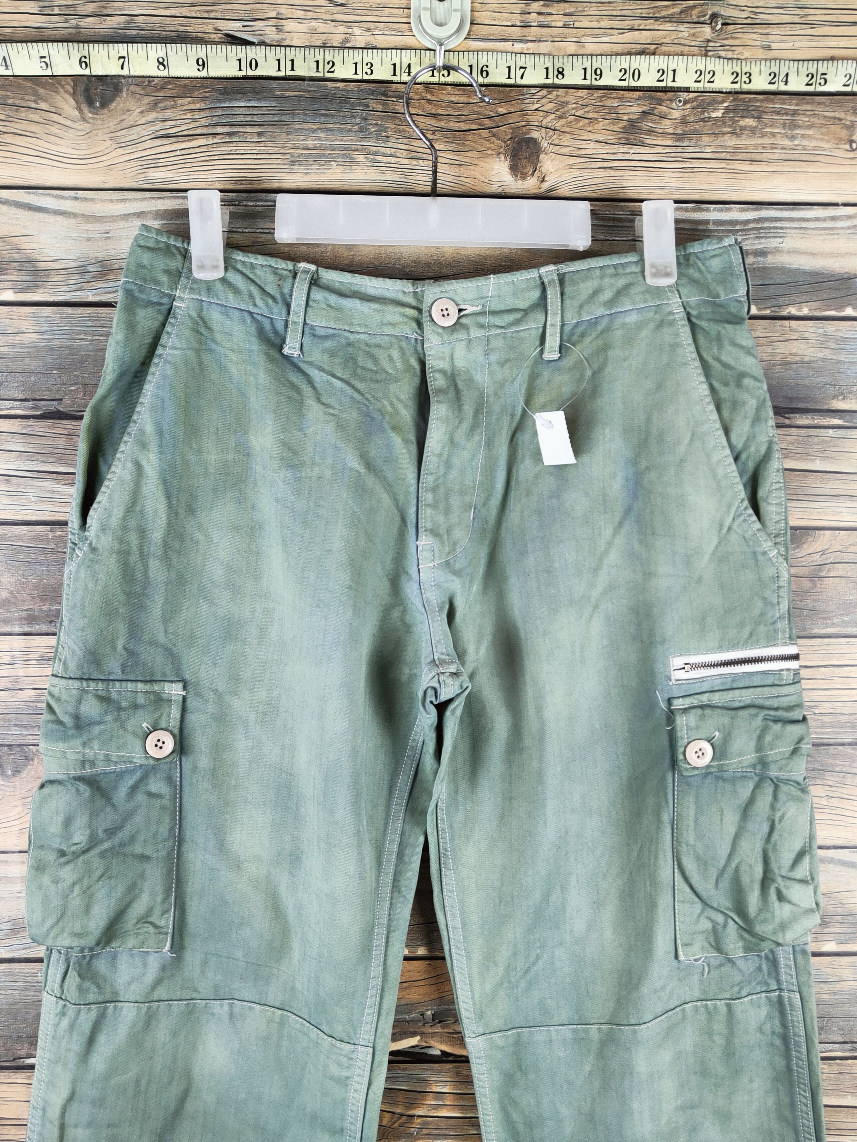 Japanese Brand DL Genuine Comfort Green Faded Cargo Pants #46-374 Size US 30 / EU 46 - 2 Thumbnail