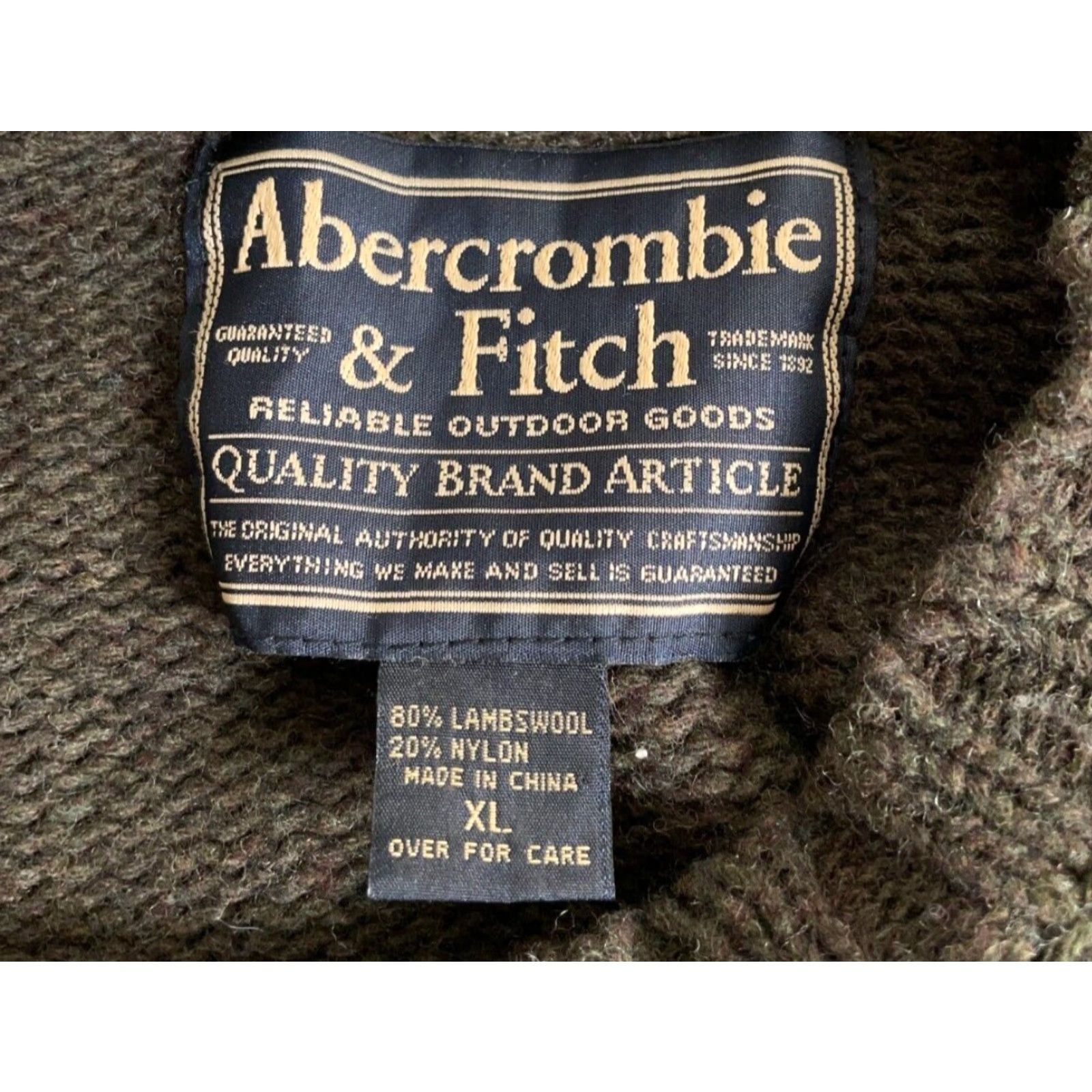 Abercrombie & Fitch VINTAGE Abercrombie & Fitch Sweater Men XL Olive Green Snowflake Pattern Wool Knit Pullover Crew Neck Long Sleeve Heavyweight 90s Preppy Retro Casual Size US XL / EU 56 / 4 - 3 Thumbnail