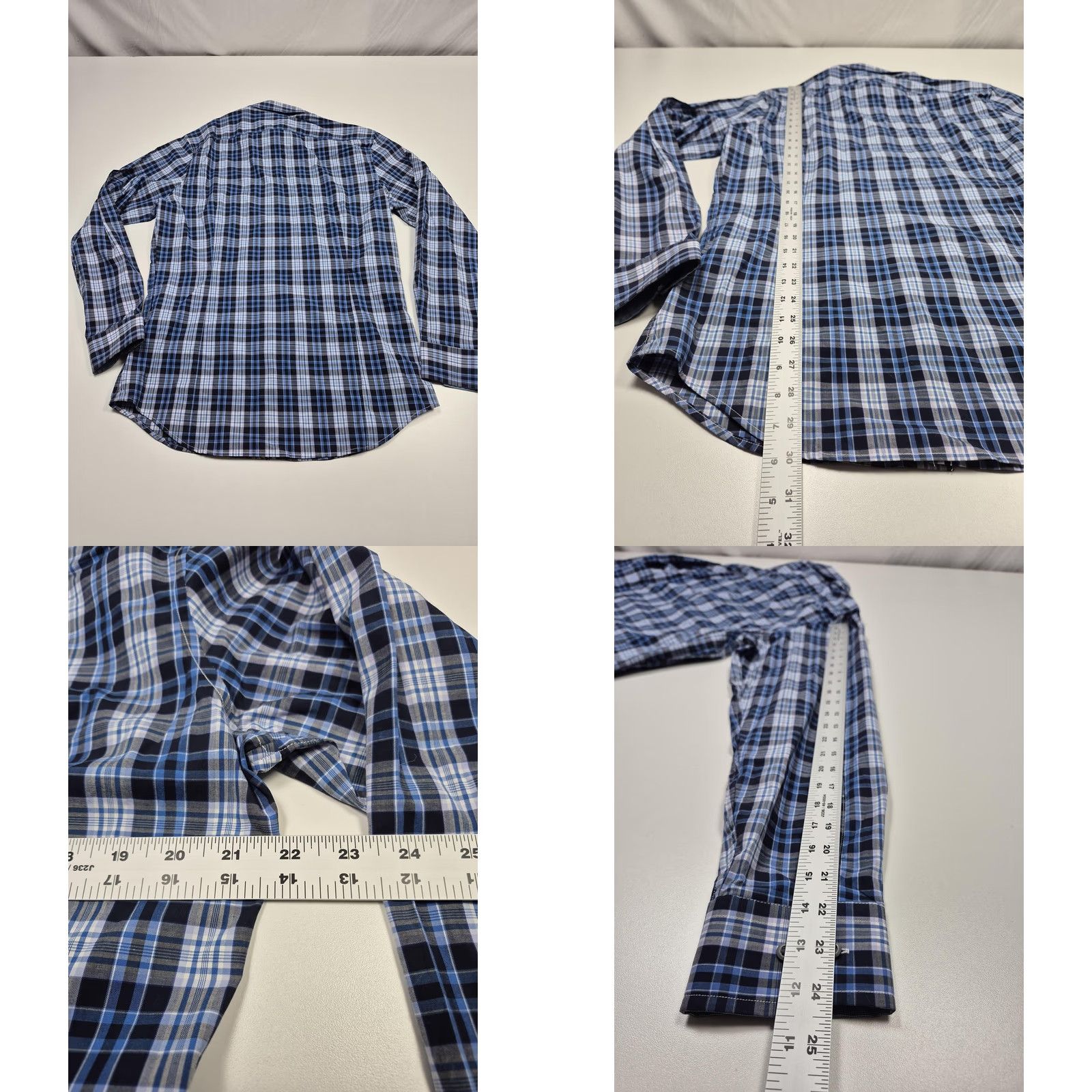 Banana Republic Banana Republic Shirt Mens M Blue Plaid Stretch Button Up Long Sleeve Casual Size US M / EU 48-50 / 2 - 8 Thumbnail
