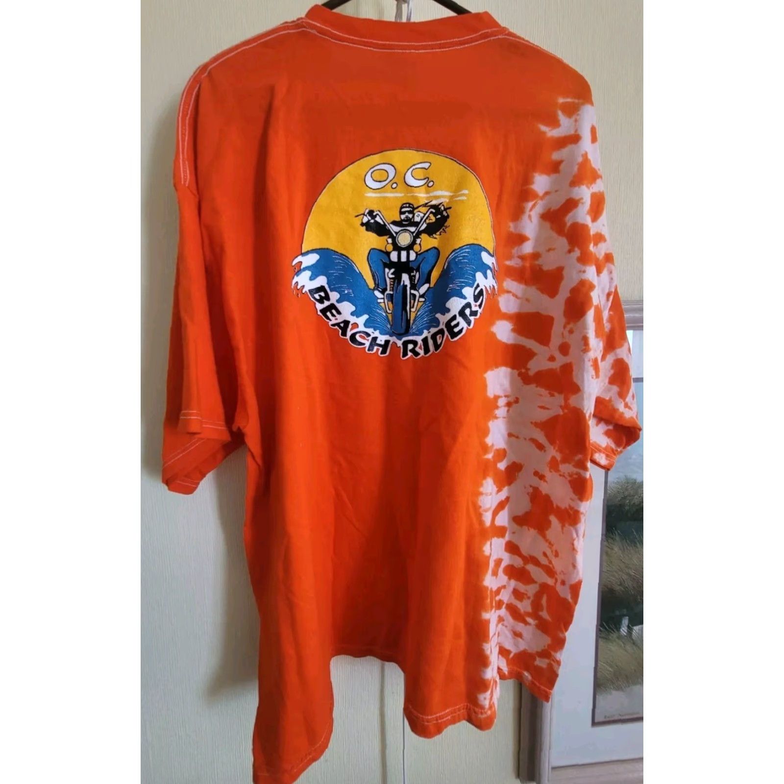 Gildan VINTAGE Ocean City Beachriders Biker T Shirt 2XL Orange Gildan 100% Cotton Short Sleeve Crew Neck Graphic Tee Double-Sided Mens Size US XXL / EU 58 / 5 - 3 Thumbnail