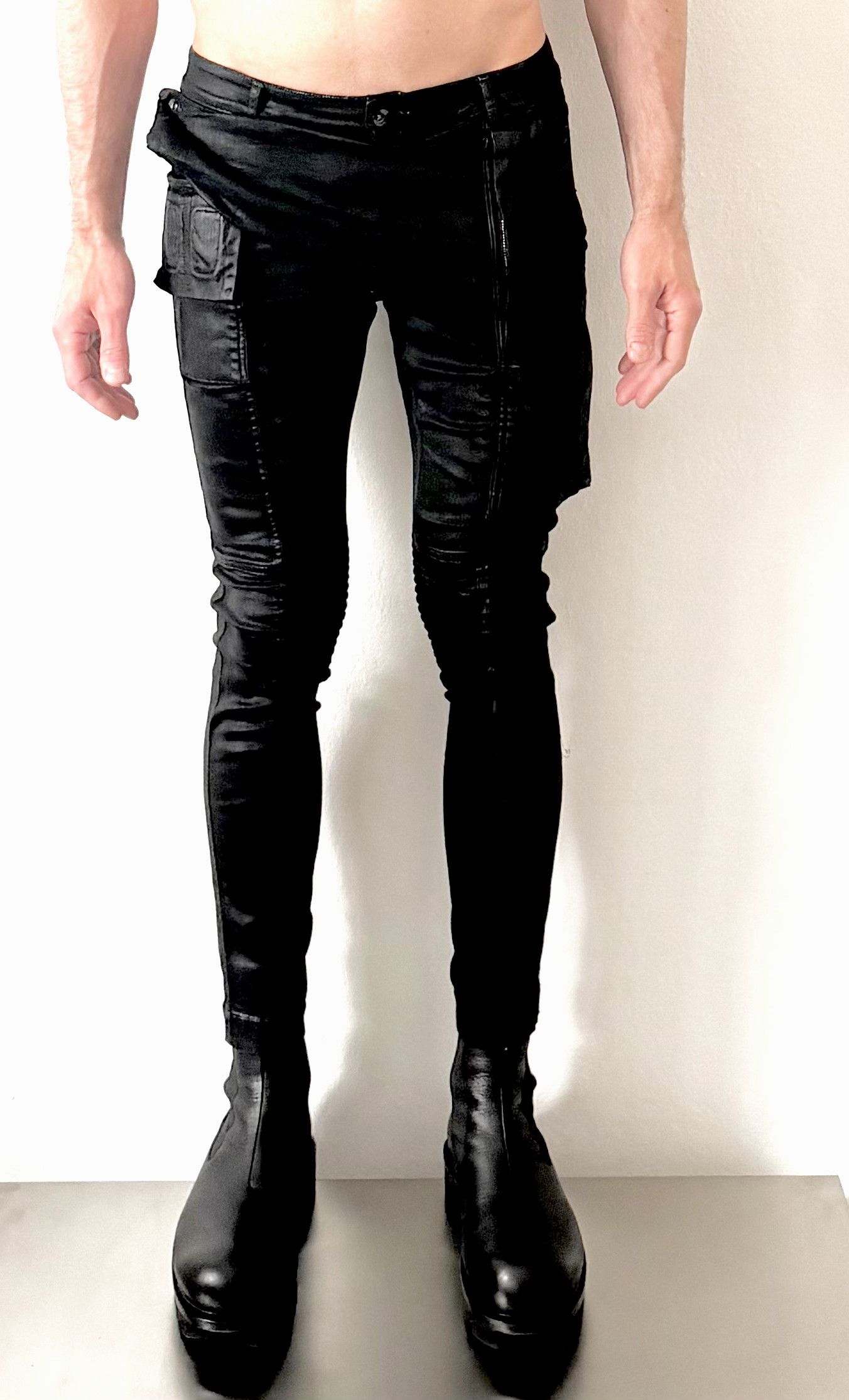 Rick Owens Drkshdw Rick Owens FW15 Memphis Waxed Cargo Denim Size 31 Size US 31 - 2 Thumbnail