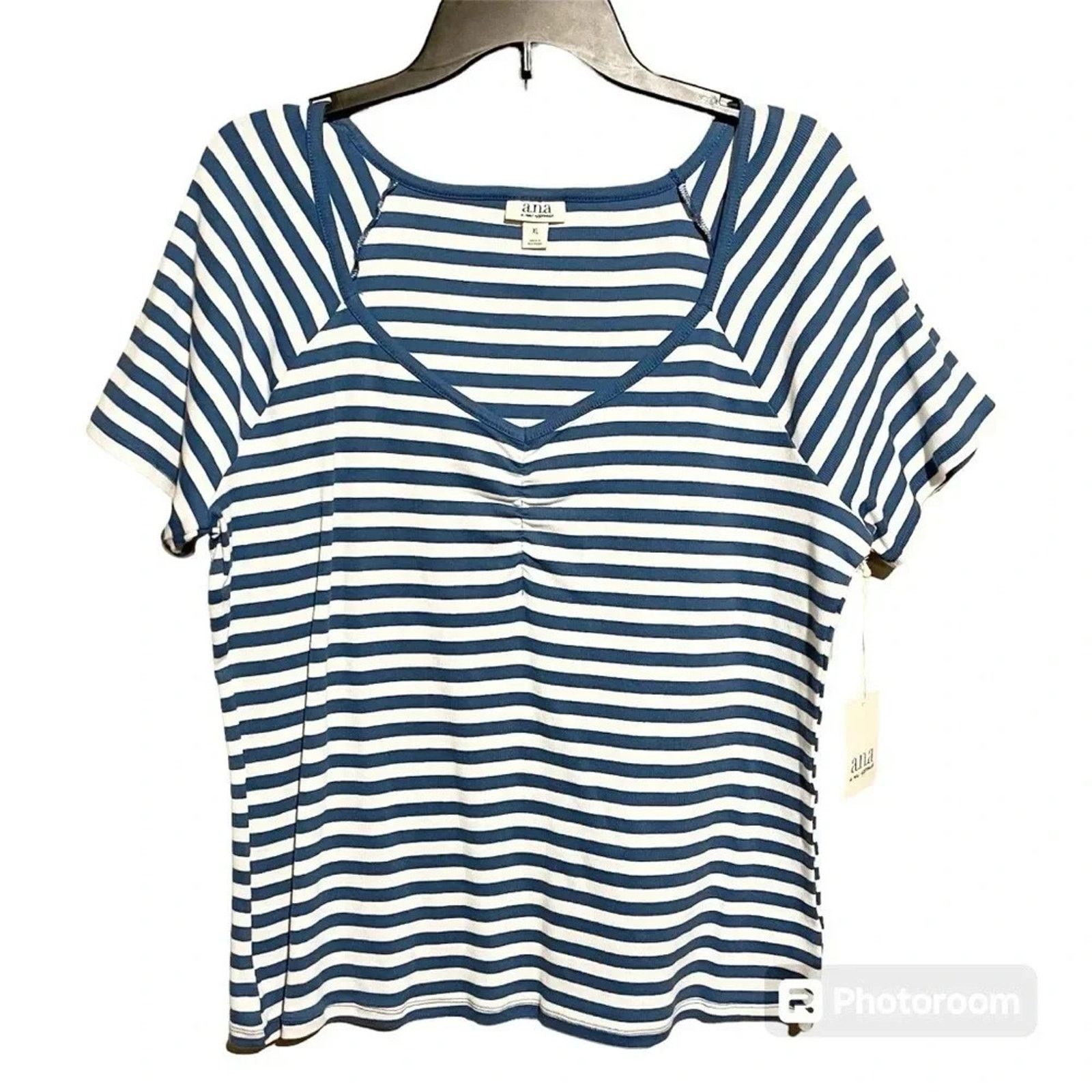 Other Ana Shirt Womens XL Blue White Sarah Striped Top Blouse Knit Size XL / US 12-14 / IT 48-50 - 1 Thumbnail