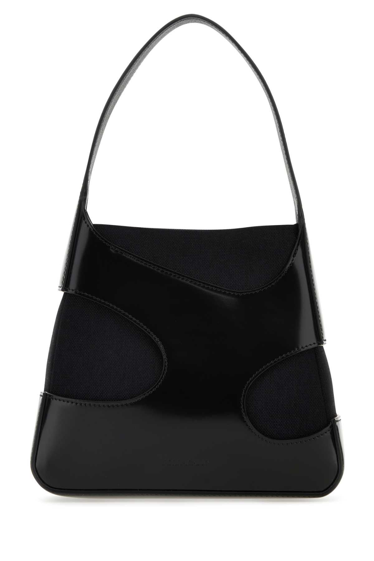 Salvatore Ferragamo Black Leather And Canvas Cut Out S Handbag Size ONE SIZE - 1 Thumbnail