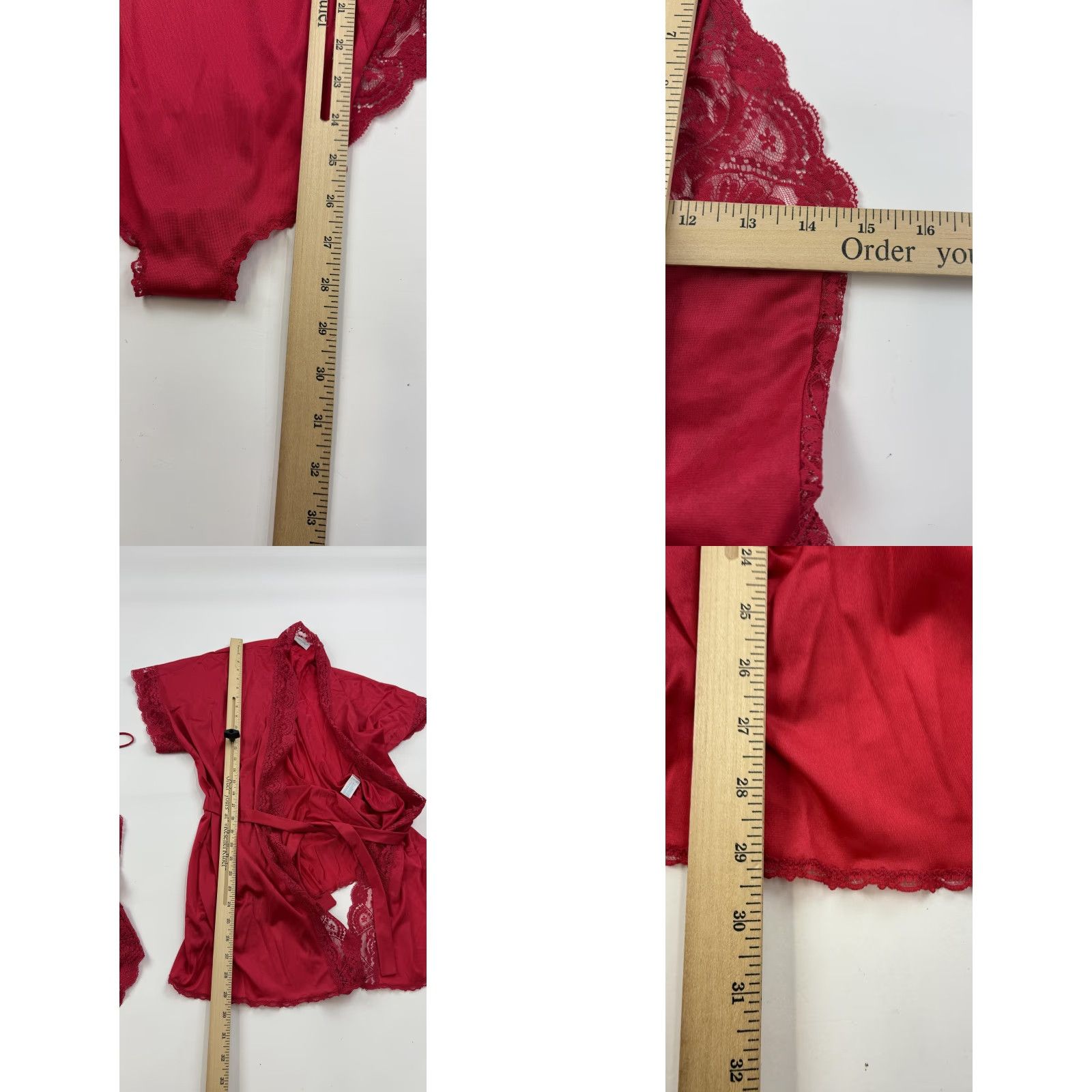Vintage VINTAGE Vassarette Bodysuit Robe Set Womens 36 Large Red Lace Satin Lingerie 2 Piece USA Size L / US 10 / IT 46 - 9 Thumbnail