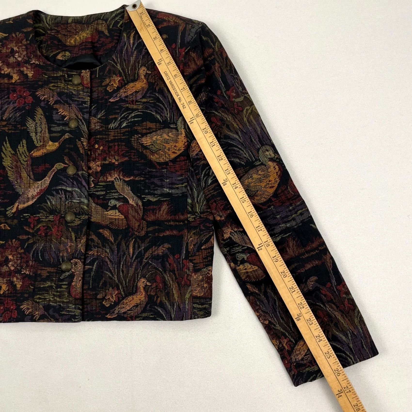 Lands' End VINTAGE Lands End Jacket Womens 8 Reg Cropped Duck Brocade Tapestry Blazer Preppy Jacket Size M / US 6-8 / IT 42-44 - 5 Thumbnail