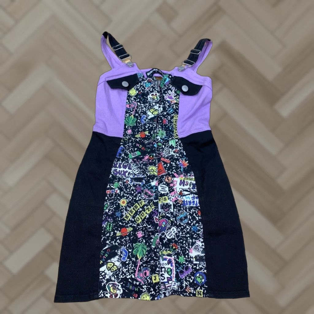 Joyrich Joyrich x Gerlan Jeans Denim Skirt Overalls Womens M Black Purple Zip #8895 Size 32" / US 10 / IT 46 - 1 Thumbnail