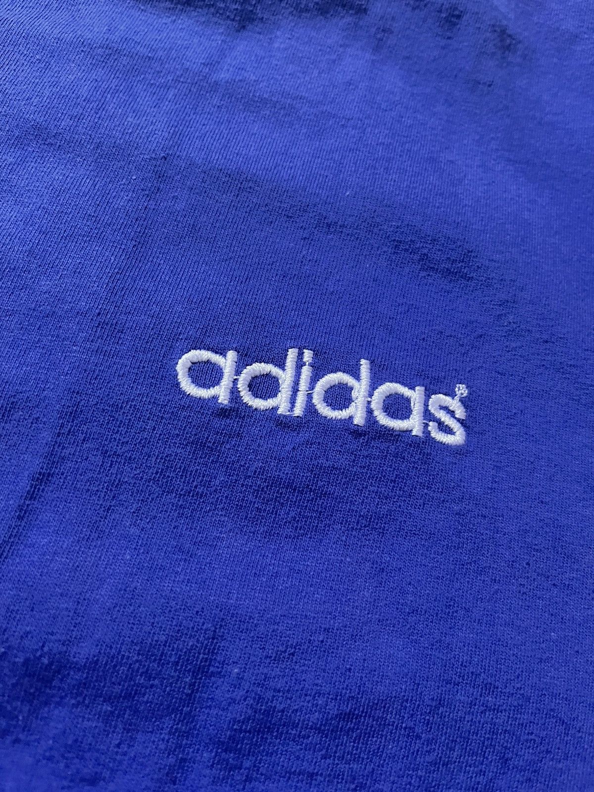 Adidas × Vintage Vintage 90s adidas T-Shirt USA Made - Blue XL - 1995 Size US XL / EU 56 / 4 - 3 Thumbnail