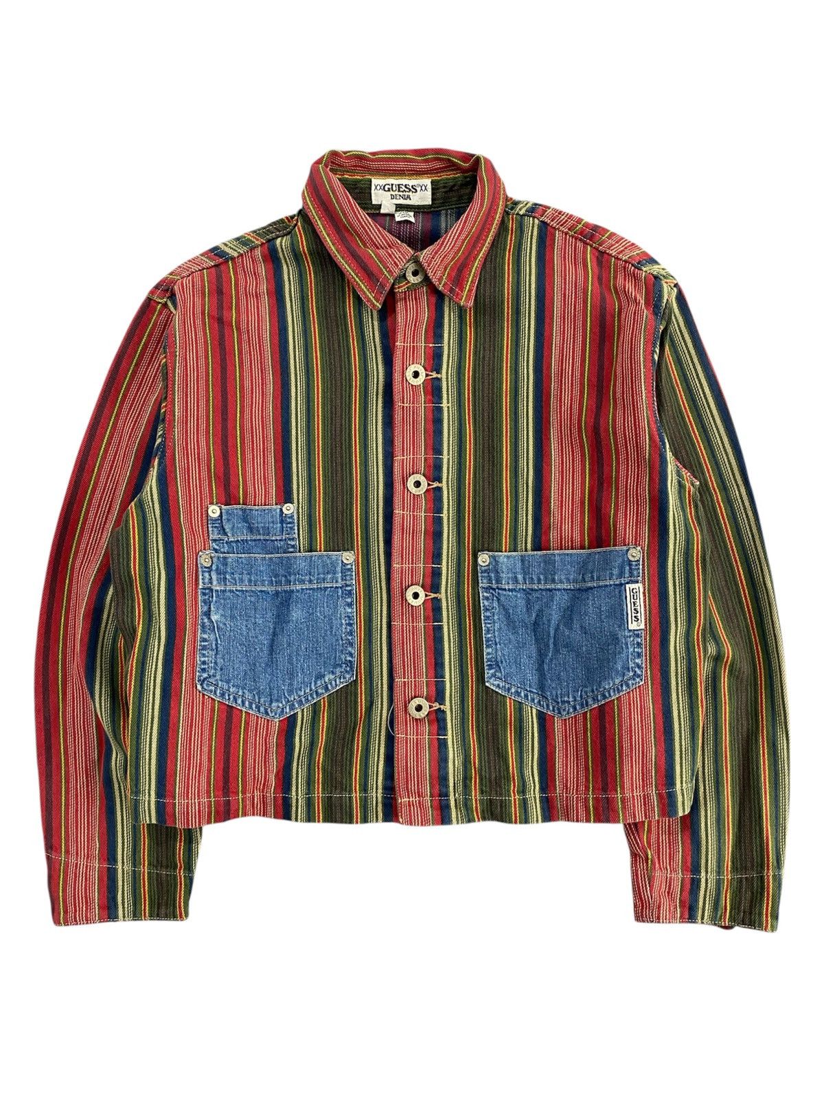 Vintage Vintage guess 80/90s stripe jackets buckle back Size US S / EU 44-46 / 1 - 1 Thumbnail