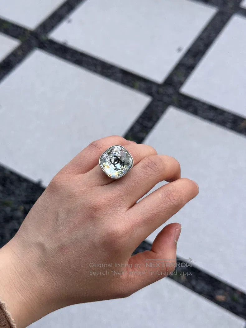 Chanel Chanel Size52 Transparent square diamond crystal logo ring Size ONE SIZE - 1 Thumbnail