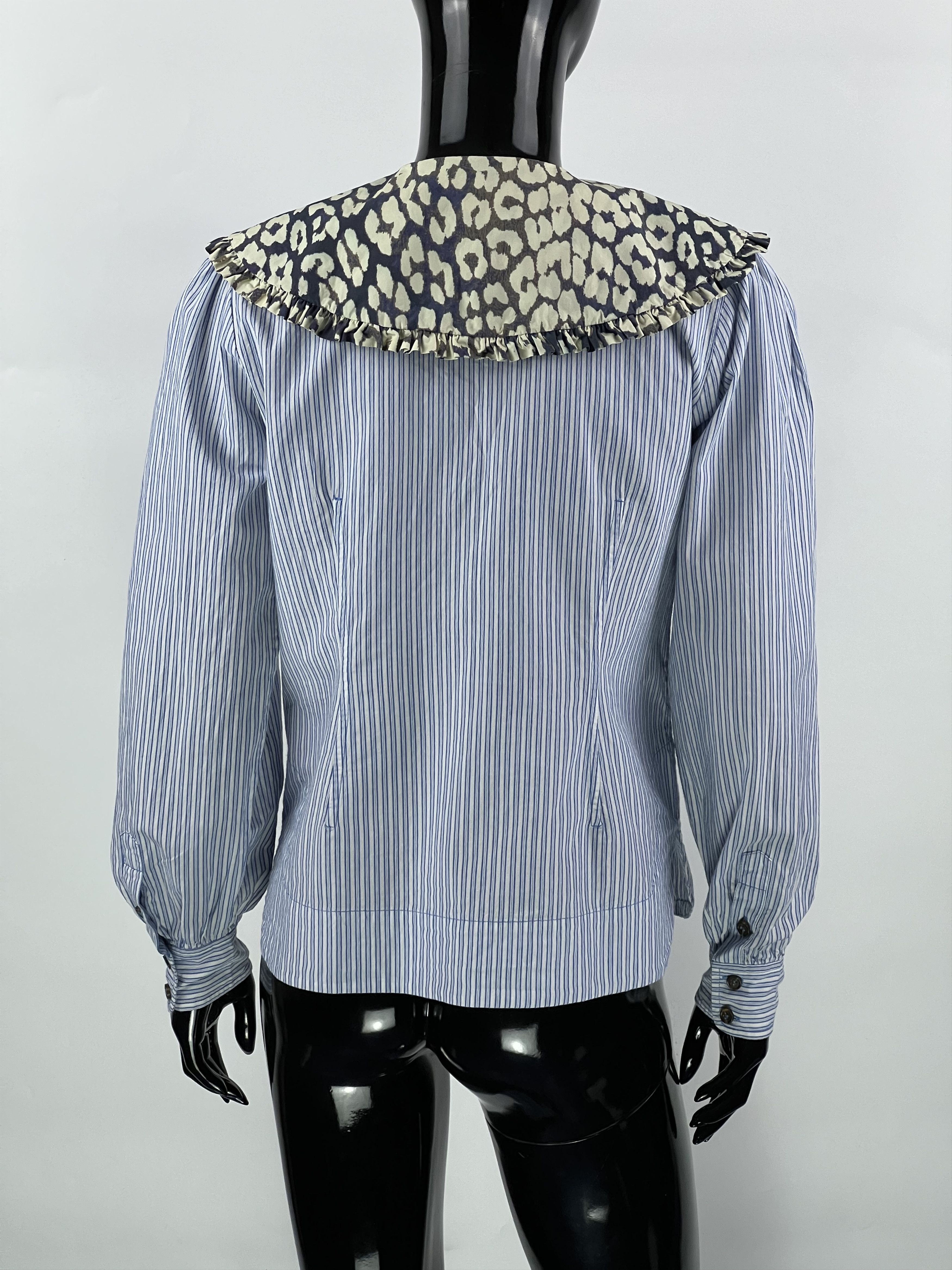 Ganni Ganni Collar Ruffle Gingham Striped Shirt Blouse Size 36 Size S / US 4 / IT 40 - 3 Thumbnail