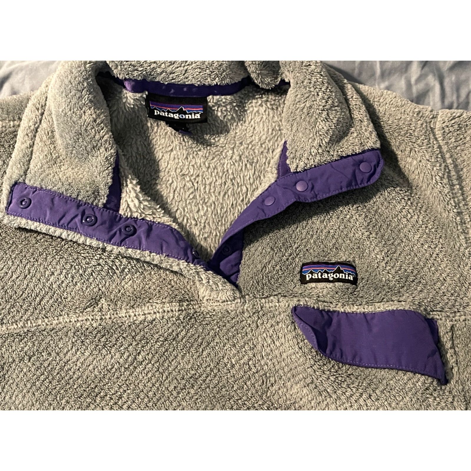 Patagonia PATAGONIA Re-Tool Snap T Fleece Jacket Gray Purple Women's Large L Jacket Size L / US 10 / IT 46 - 2 Thumbnail