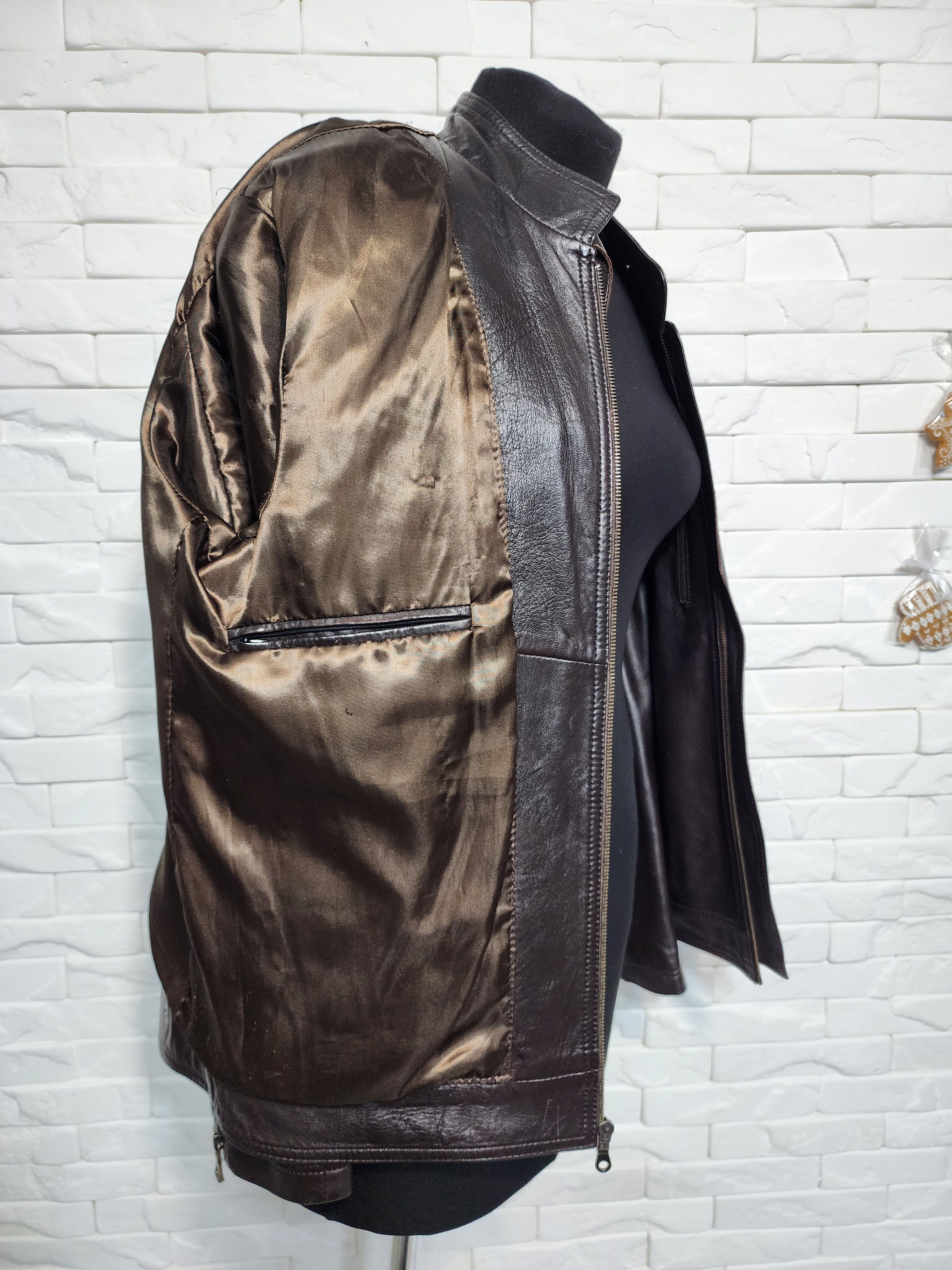 Uniqlo Brown Leather Jacket: Men's Sport Coat Size US L / EU 52-54 / 3 - 8 Thumbnail