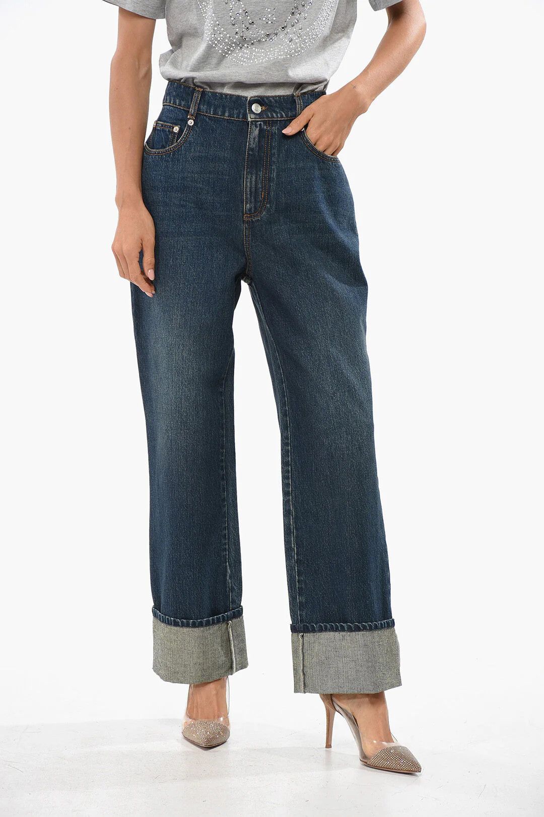 Alexander McQueen og1mm0426 Stonewashed Jeans in Blue Size 27" / US 4 / IT 40 - 1 Thumbnail