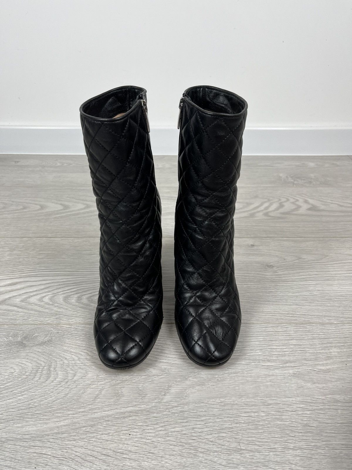 Gianvito Rossi Gianvito Rossi Black Leather Quilted Zip Heel Boots Size US 8 / IT 38 - 7 Thumbnail