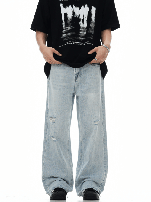 Japanese Brand Vintage loose casual washed ripped jeans y2k Size US 32 / EU 48 - 1 Thumbnail
