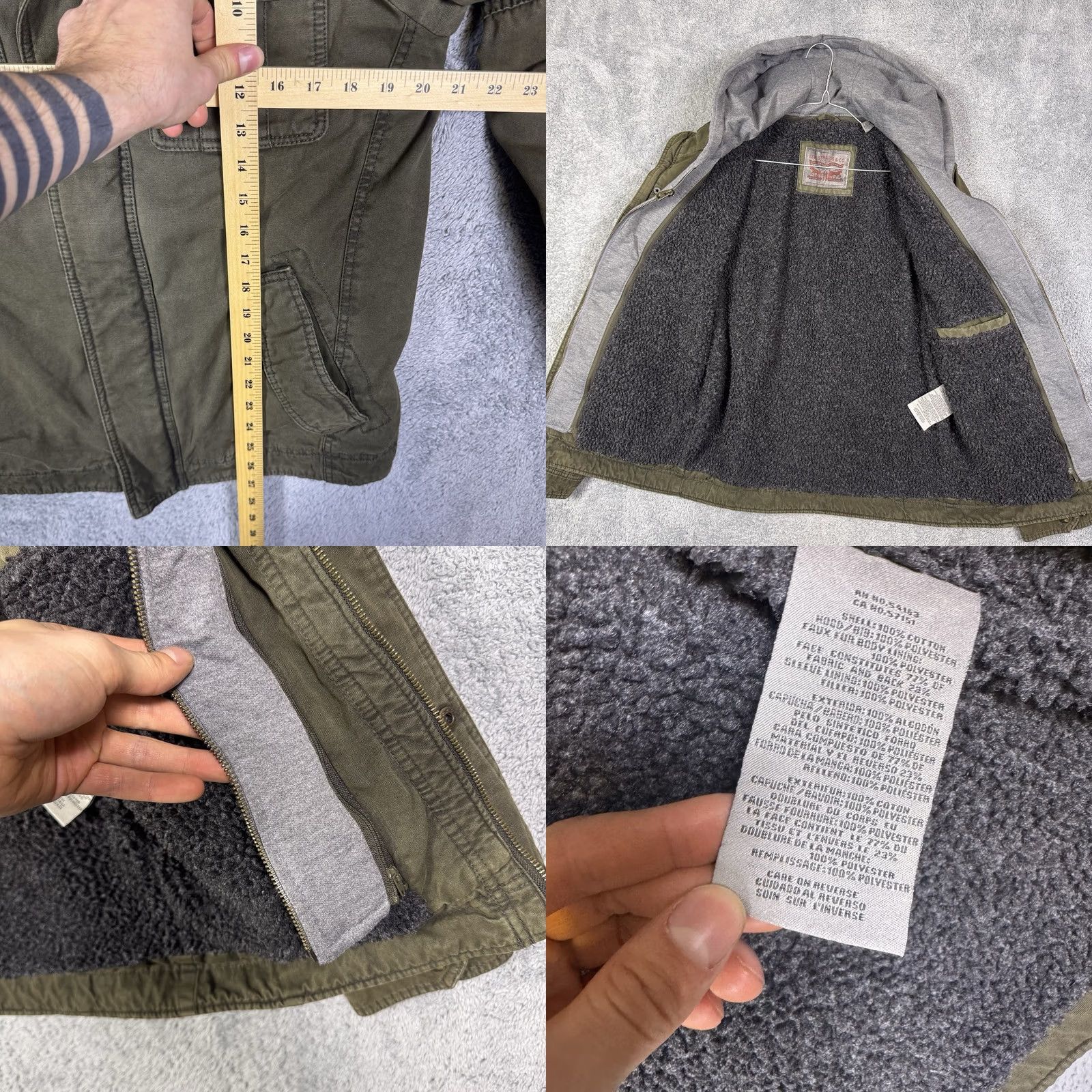 Levi's Levi’s Trucker Jacket Mens S Sherpa Hooded Canvas Utility Military Field Chore Jacket Size US S / EU 44-46 / 1 - 8 Thumbnail