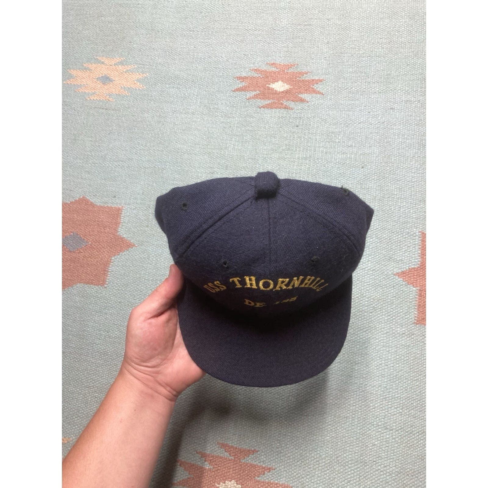 Vintage VINTAGE SnapBack Hat Wool Cap USS Thornhill DE 195 US Navy Military Men Adjustable Blue Wool Size ONE SIZE - 3 Thumbnail