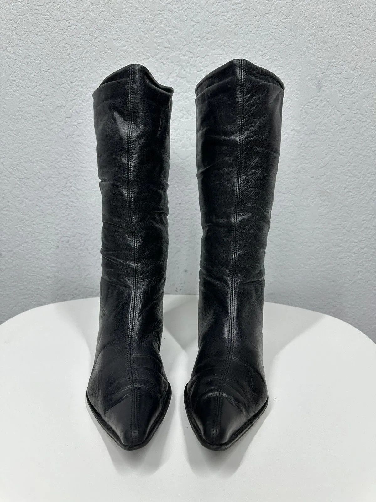 If Six Was Nine Vintage Western Cowboys Leather Boots High Heels Y2k Rare Size US 7 / IT 37 - 2 Thumbnail
