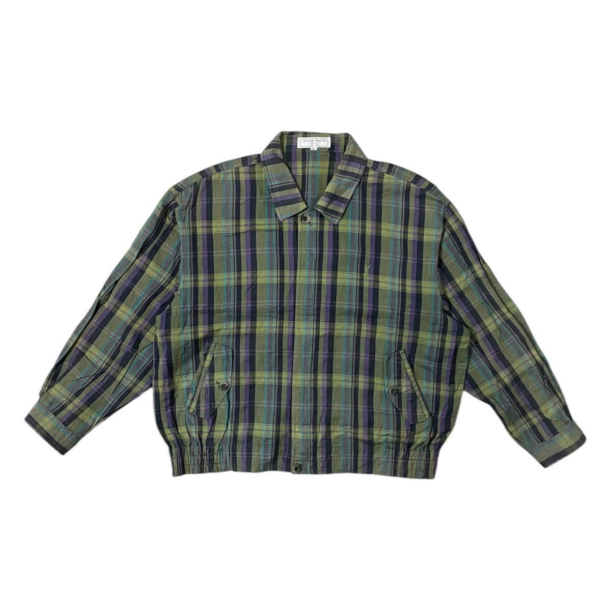 Yves Saint Laurent Vintage YSL Yves Saint Laurent Plaid Tartan Work Jacket Size US L / EU 52-54 / 3 - 1 Thumbnail