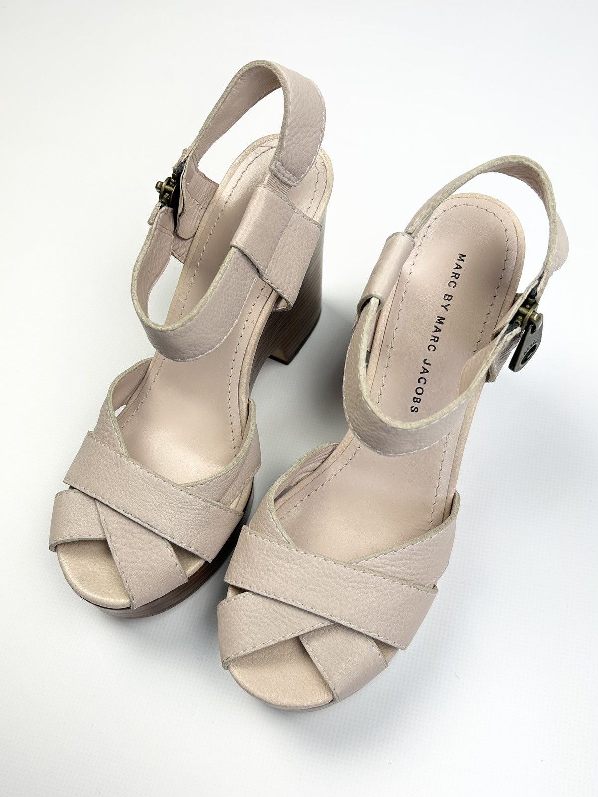 Marc by Marc Jacobs × Vintage Luxury Marc Jacobs Pink Leather Platform Sandals Size US 9 / IT 39 - 3 Thumbnail