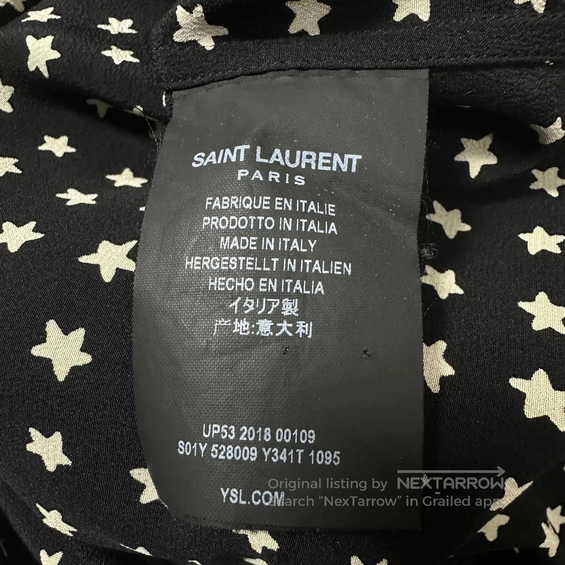 Saint Laurent Paris Saint Laurent Black Star Silk Shirt. Size US M / EU 48-50 / 2 - 4 Thumbnail
