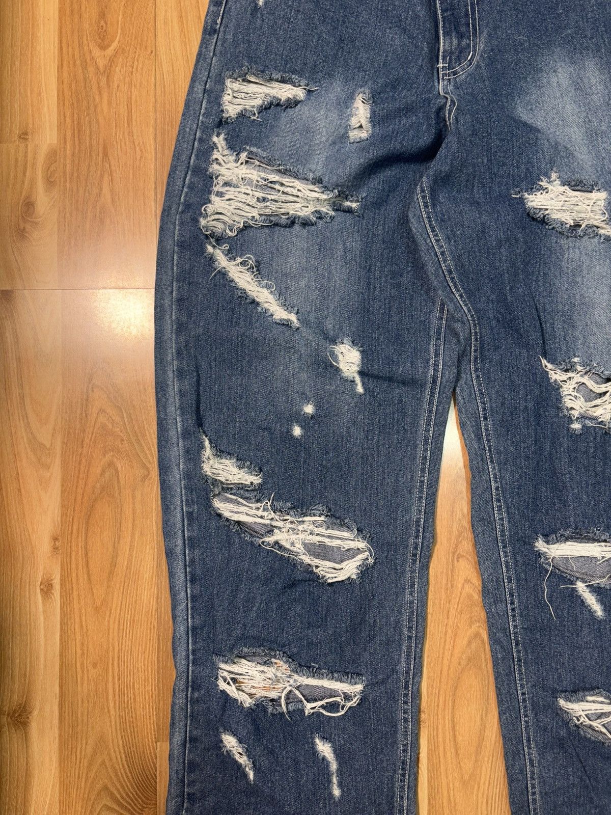 Japanese Brand Pulse Seoul Heavily Distressed Wide-Leg Denim Size 32 Size US 32 / EU 48 - 6 Thumbnail