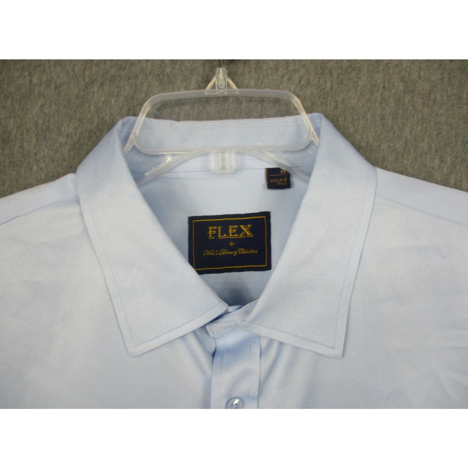 Vintage Flex Shirt XL Blue Button Down Long Sleeve Dress Mens Luxury Collection Italy Size 46R - 2 Thumbnail
