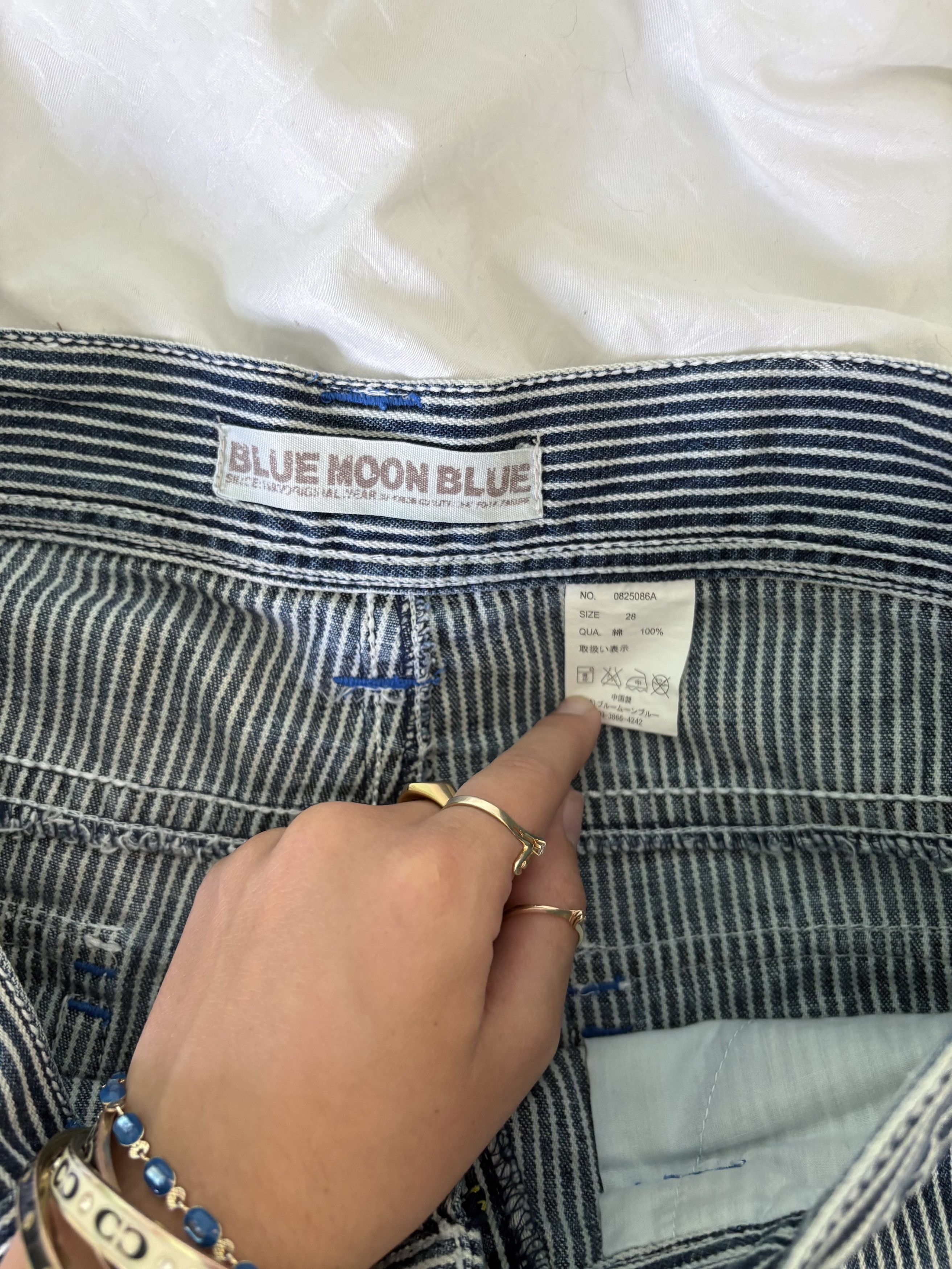 Japanese Brand Blue Moon surf jeans, Blue hickory stripe distressed denim Size US 28 / EU 44 - 8 Thumbnail