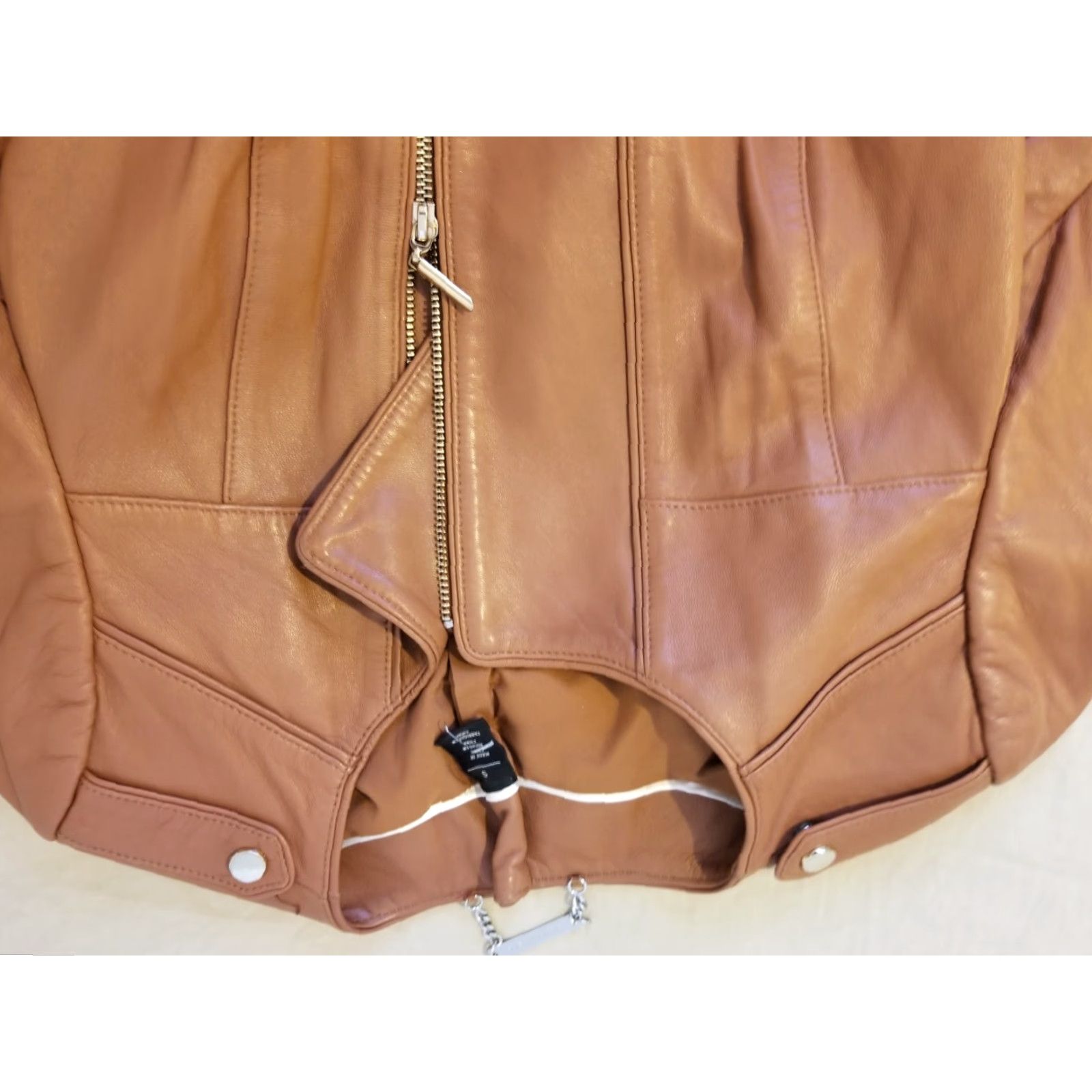 White House Black Market Womens White House Black Market Leather Jacket S Small Brown Shirt? Size S / US 4 / IT 40 - 2 Thumbnail