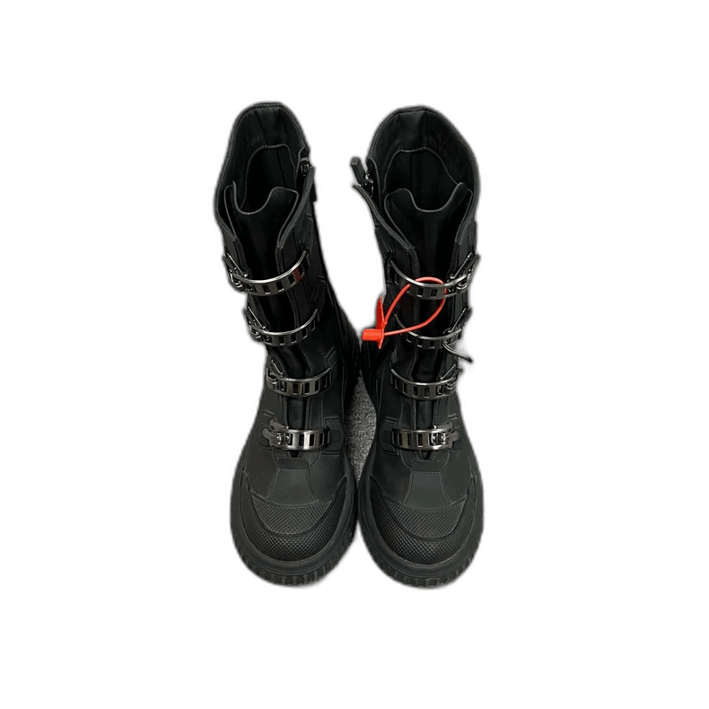 Dior Dior Black Motorcycle Boots with Unique Buckles Size US 6 / IT 36 - 1 Thumbnail