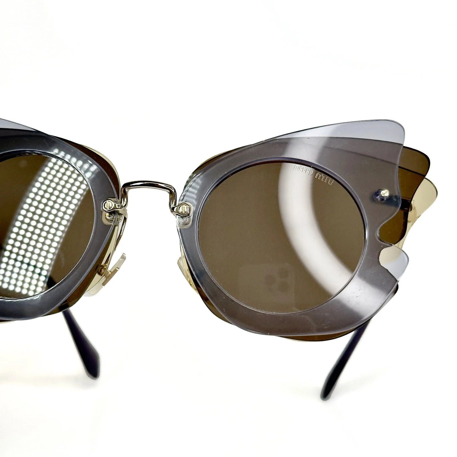 Miu Miu MIU MIU MU02SS COLLECTION 02S Brown Mirrored Sunglasses Size ONE SIZE - 4 Thumbnail