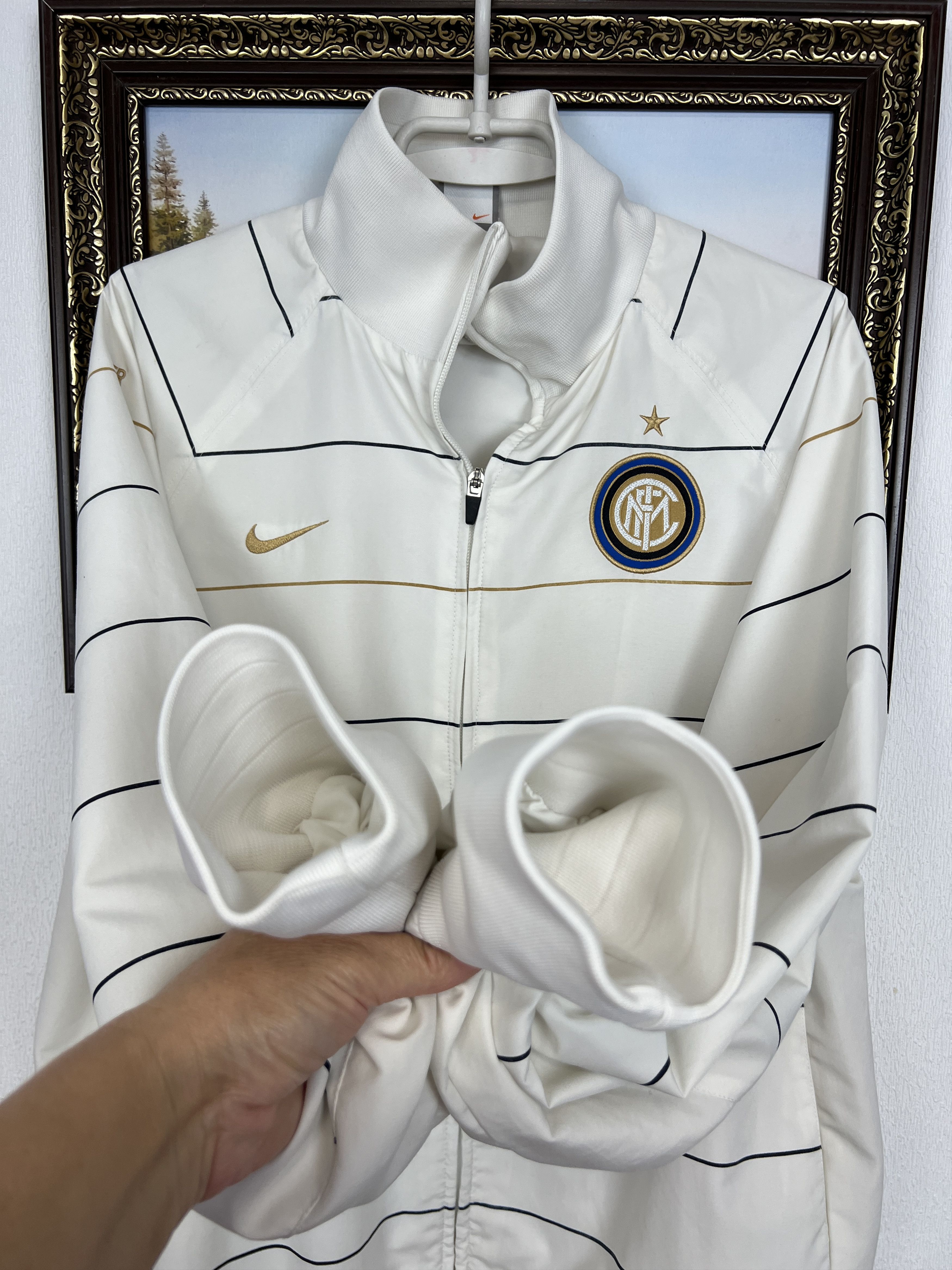 Vintage Nike Inter Milan Football Jacket Soccer White Zip