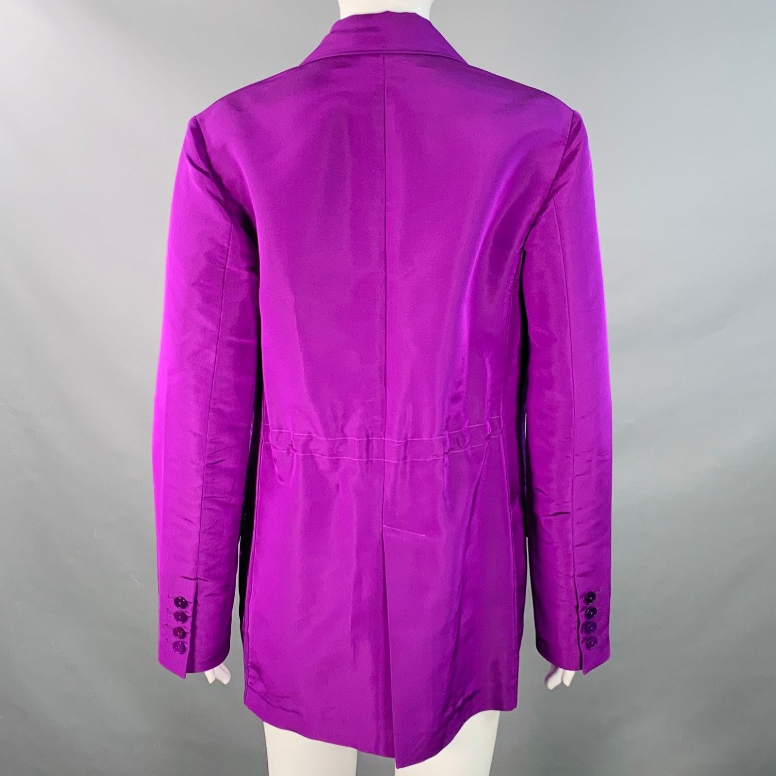 Valentino Size 4 Purple Silk Peak Lapel Drawstring Jacket Blazer Size S / US 4 / IT 40 - 3 Thumbnail