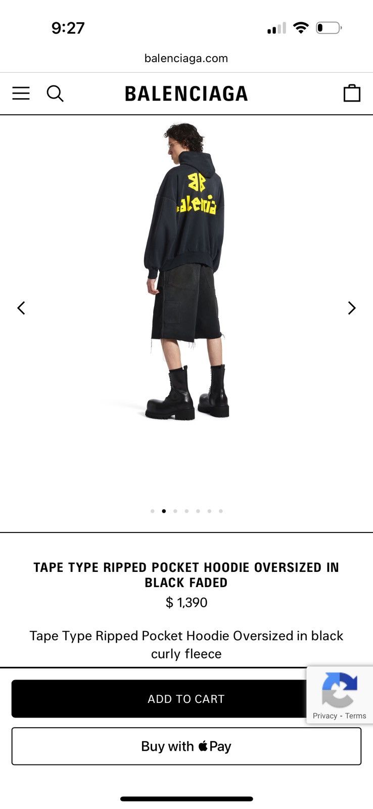 Balenciaga Tape Hoodie with Ripped Pocket Size US S / EU 44-46 / 1 - 9 Thumbnail