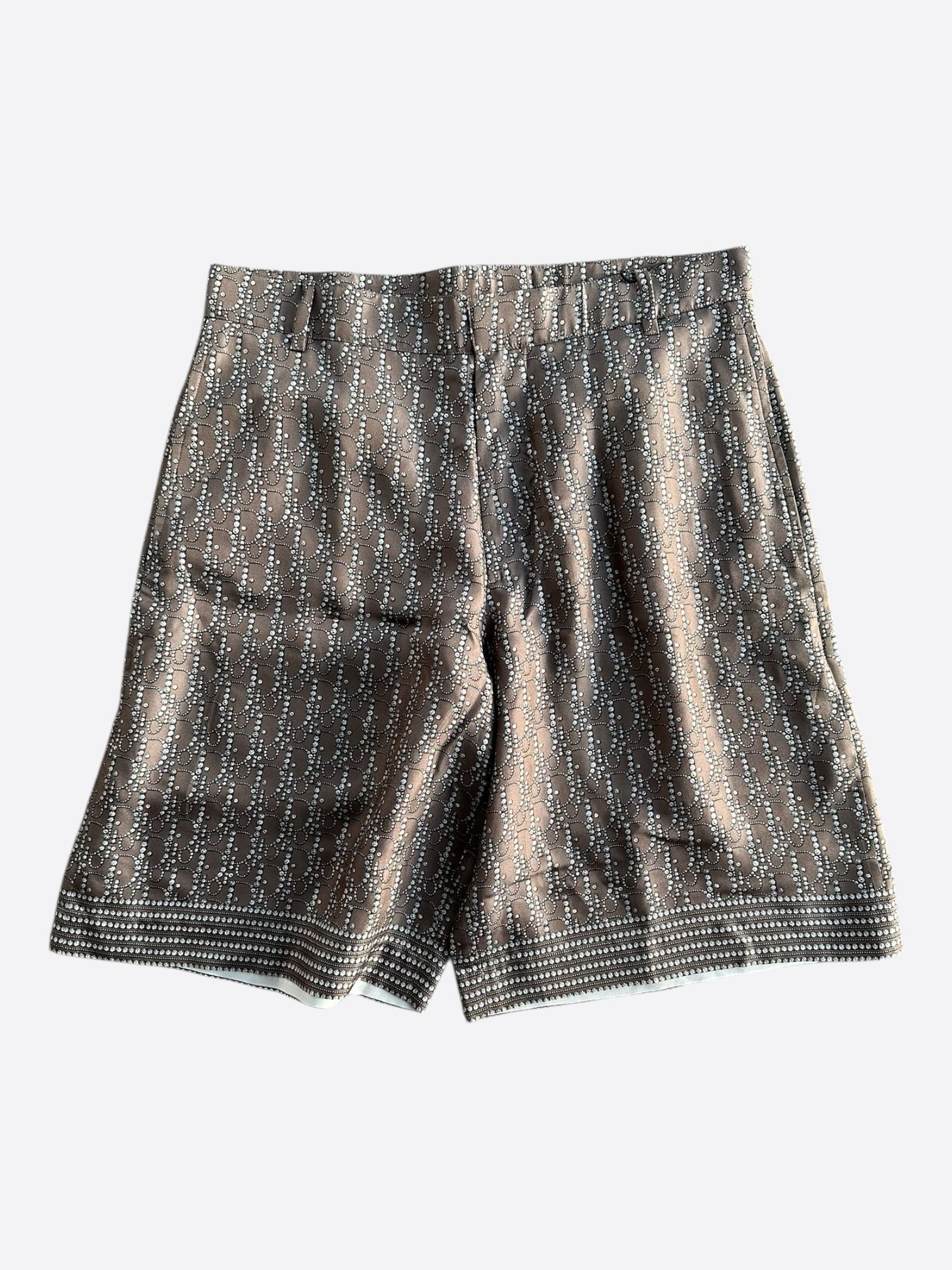 Dior Dior Brown & Pearl Oblique Silk Shorts Size US 30 / EU 46 - 1 Thumbnail