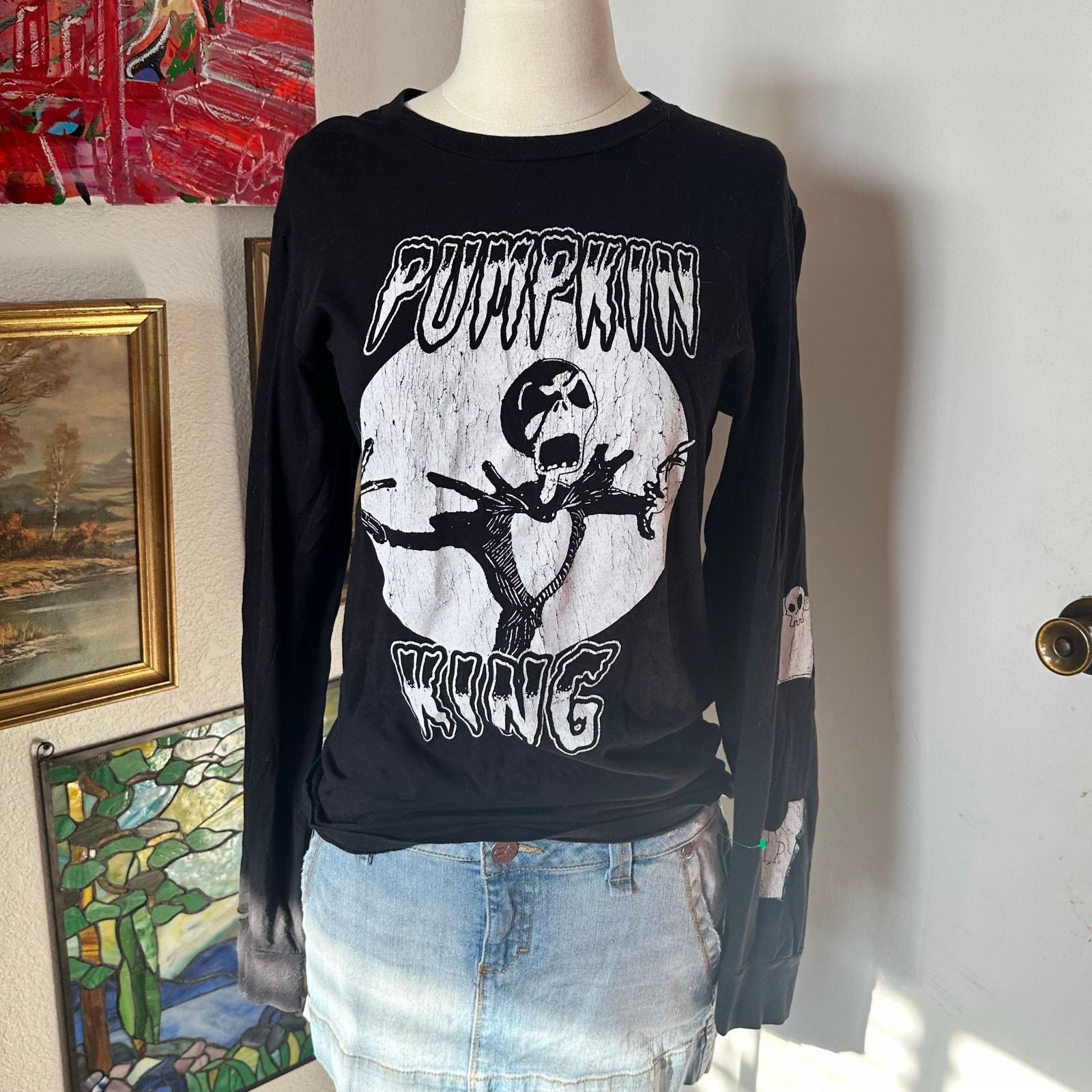 Other nightmare before christmas black white graphic long sleeve Size S / US 4 / IT 40 - 1 Thumbnail
