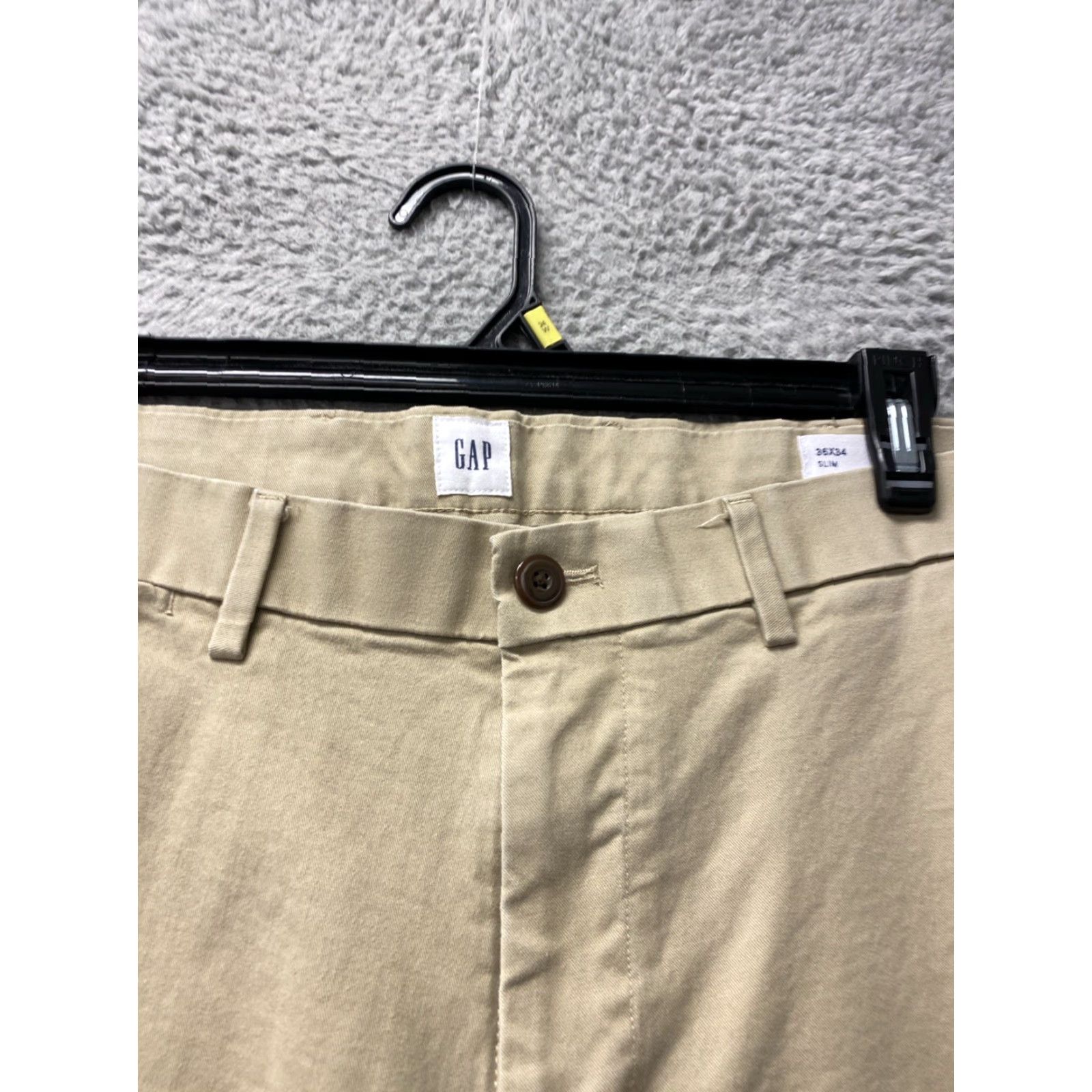 Gap GAP Men Pants Slim Chino Straight Khaki 36x34 Adult Regular 30 Inseam Stretch 5-Pocket Mens Size US 36 / EU 52 - 2 Thumbnail