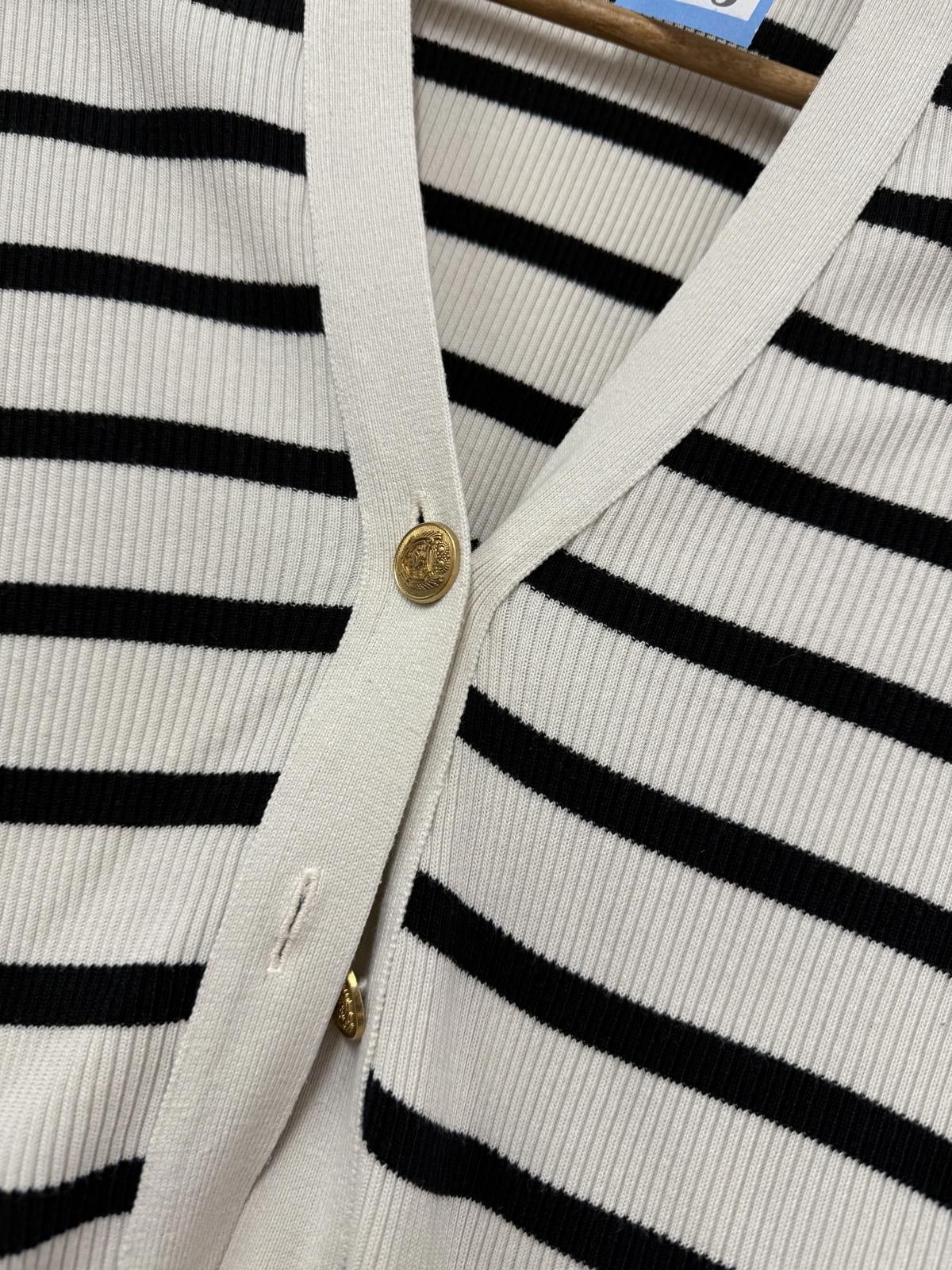 Massimo Dutti Massimo Dutti Black and White Striped Cardigan Size S Size S / US 4 / IT 40 - 3 Thumbnail
