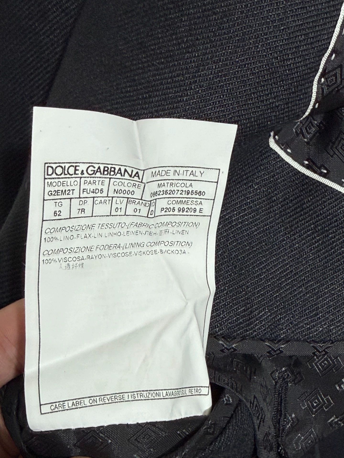 Dolce & Gabbana DG Linen Black Slim Blazer 52 Size 52R - 8 Thumbnail