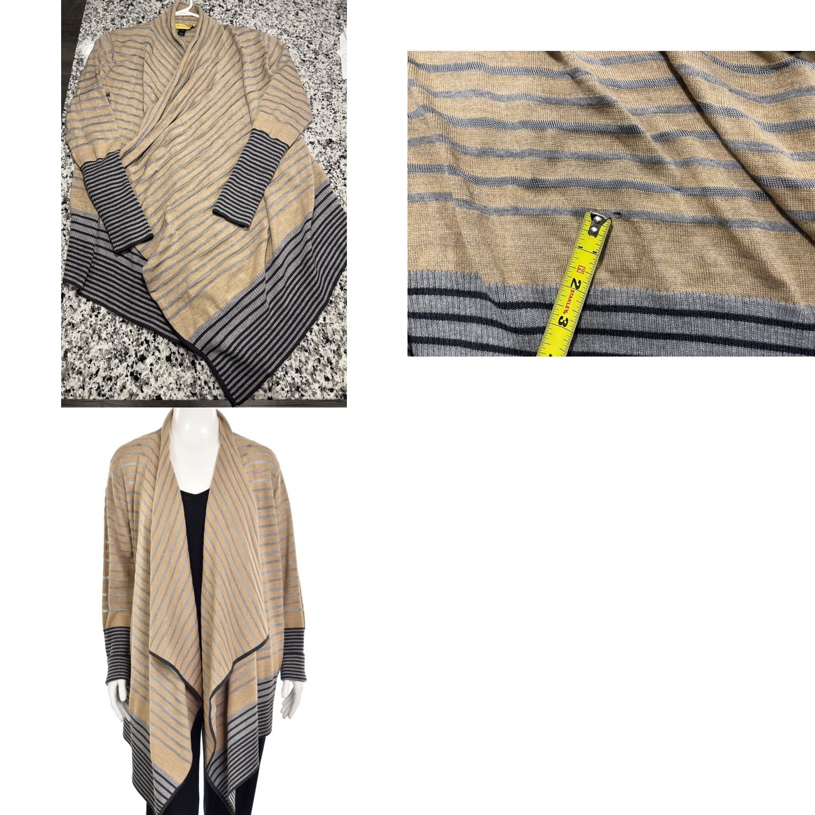 St. John St John Knits Sweater Cardigan Striped Wool Blend Dark Camel/Melange sz M Womens Regular Size M / US 6-8 / IT 42-44 - 8 Thumbnail