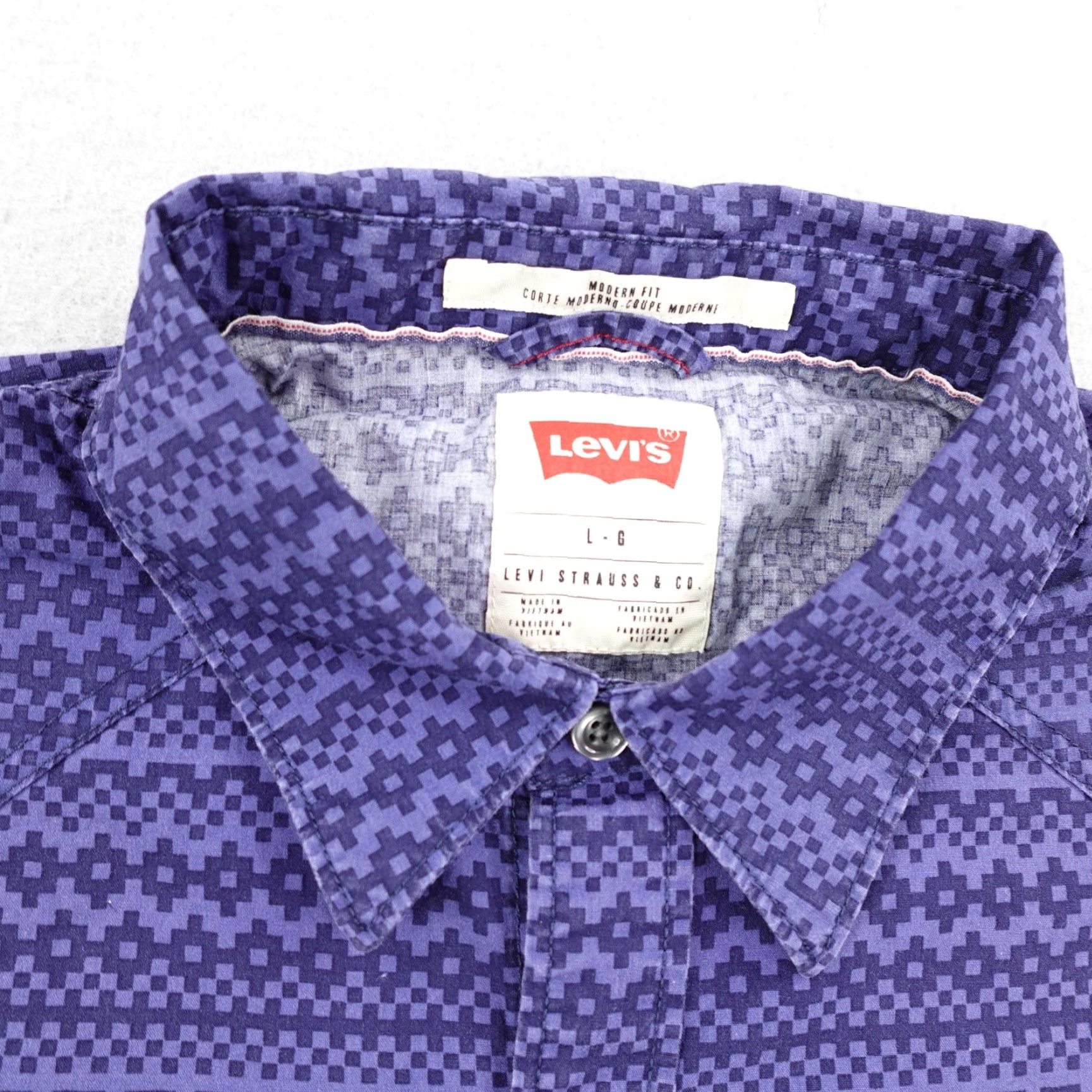 Levi's Levis Shirt Mens Large Blue Western Sawtooth Pearl Snap Geometric Rodeo Ranch Size US L / EU 52-54 / 3 - 2 Thumbnail