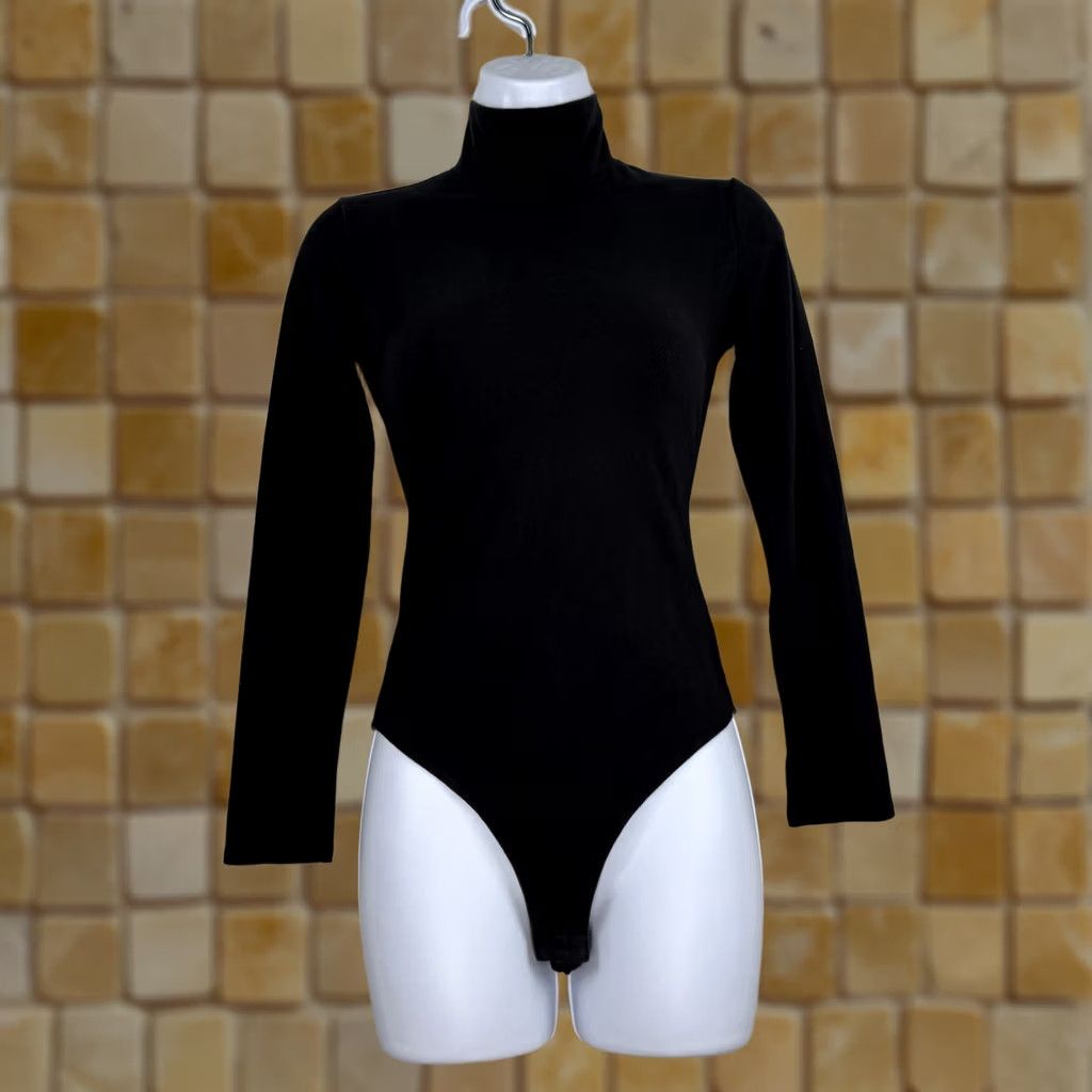 Reformation Reformation Navia Bodysuit Womens XS Black Turtleneck Long Organic Cotton Size XS / US 0-2 / IT 36-38 - 1 Thumbnail