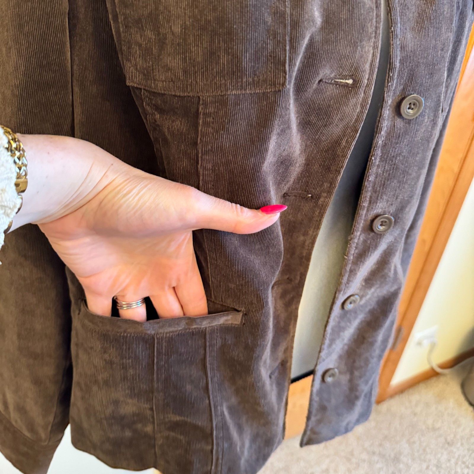 Croft & Barrow Croft & Barrow Jacket Womens M Brown Corduroy Blazer Button Size M / US 6-8 / IT 42-44 - 6 Thumbnail